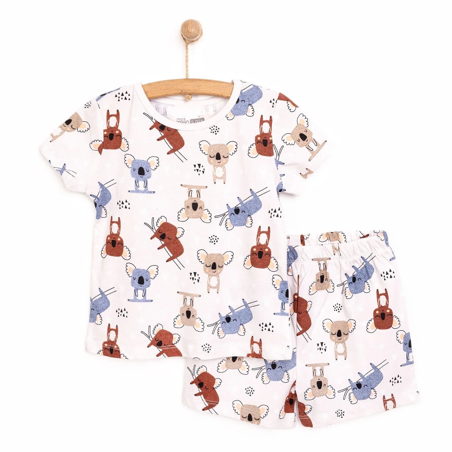 HelloBaby Baby Boy Short Sleeve Pyjamas Set - Beige - mezetto ebebek ebebek