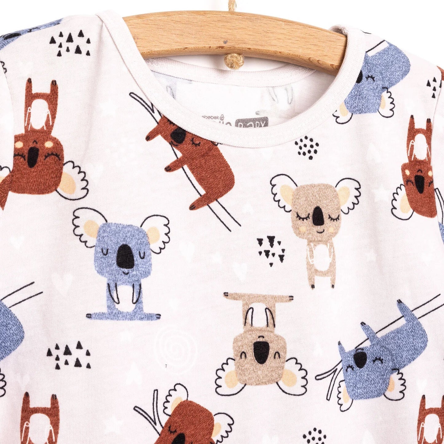 HelloBaby Baby Boy Short Sleeve Pyjamas Set - Beige - mezetto ebebek ebebek