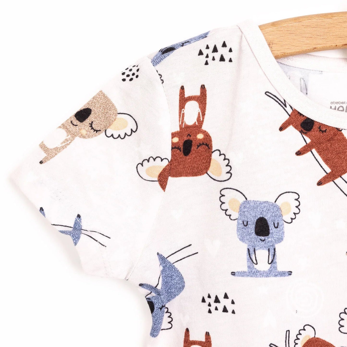 HelloBaby Baby Boy Short Sleeve Pyjamas Set - Beige - mezetto ebebek ebebek