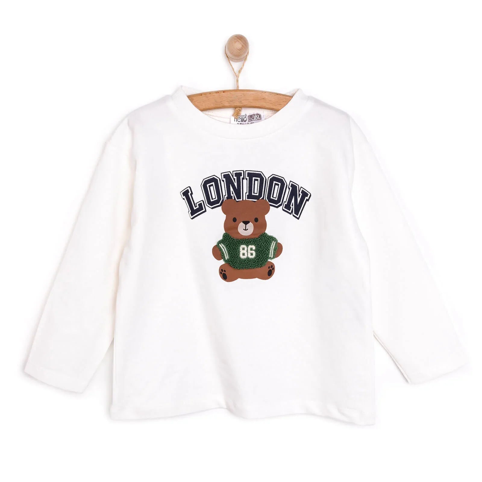 HelloBaby Baby Boy Sweatshirt - Ecru - mezetto ebebek ebebek