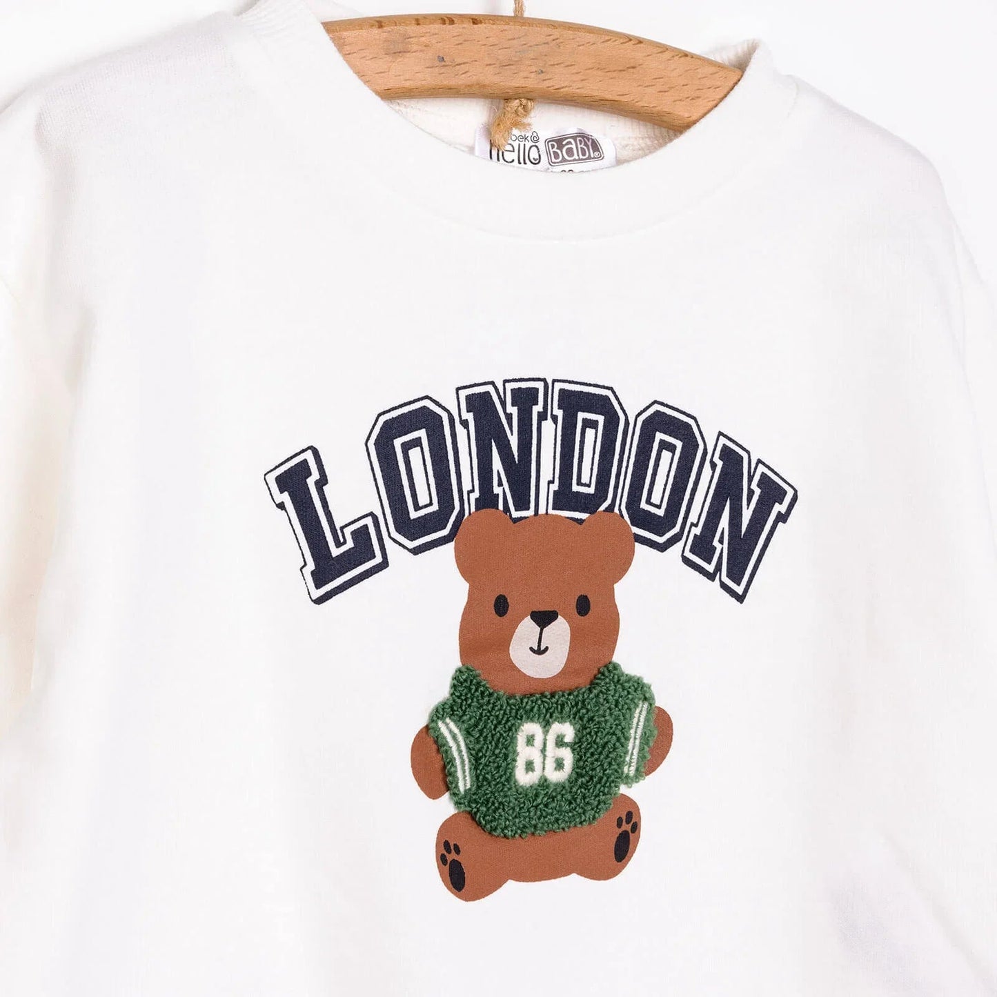 HelloBaby Baby Boy Sweatshirt - Ecru - mezetto ebebek ebebek