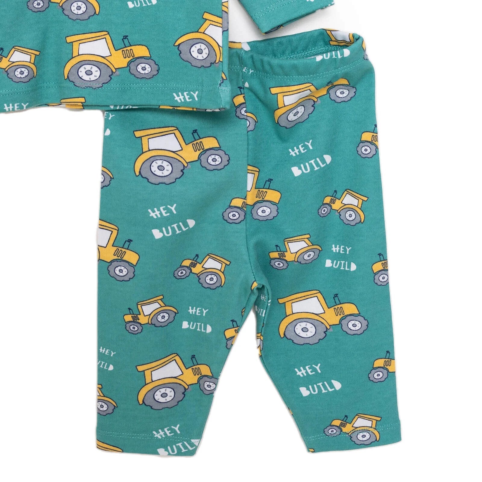 HelloBaby Baby Boy Tractor Patterned Collar Pyjamas 2 pcs - Green - mezetto ebebek ebebek