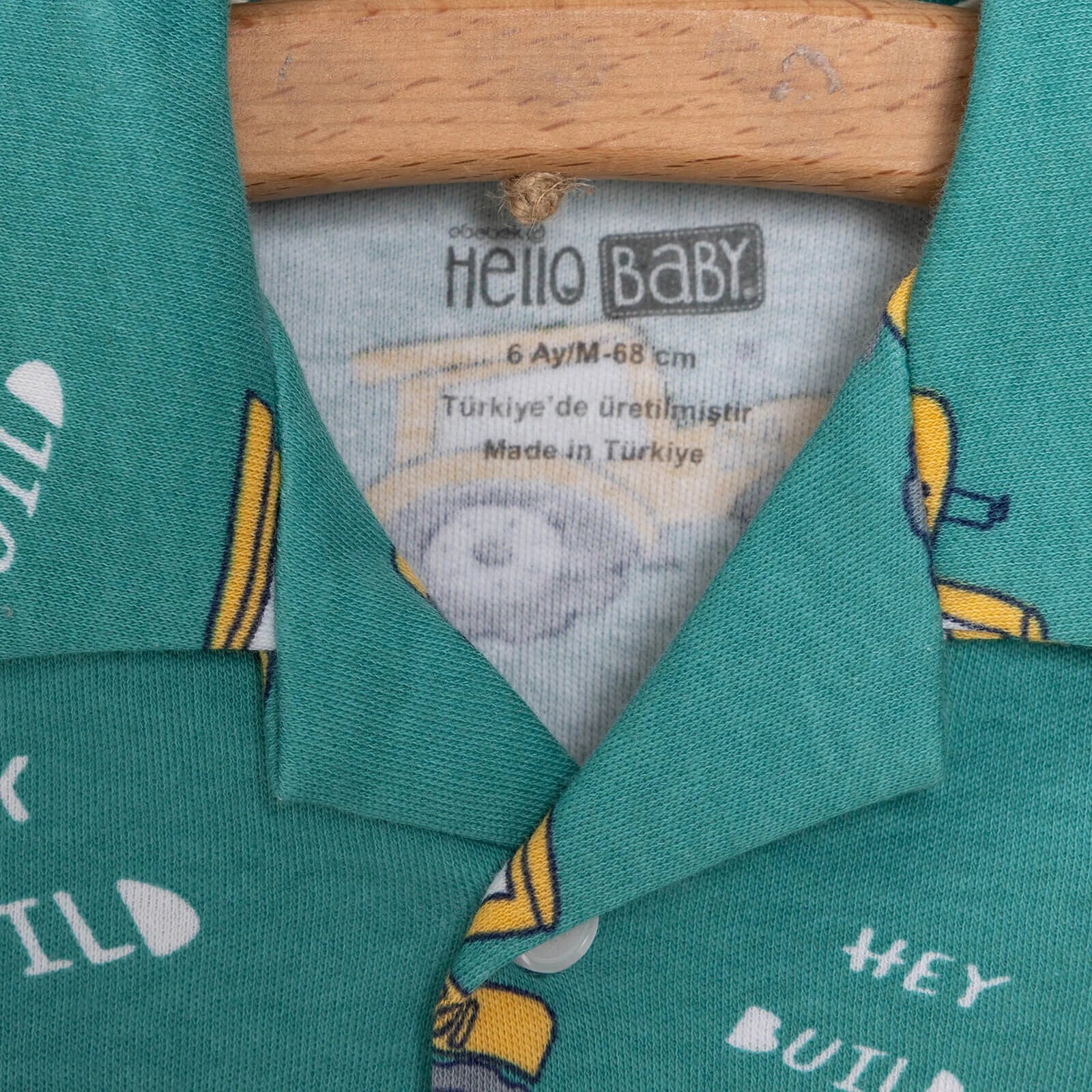 HelloBaby Baby Boy Tractor Patterned Collar Pyjamas 2 pcs - Green - mezetto ebebek ebebek