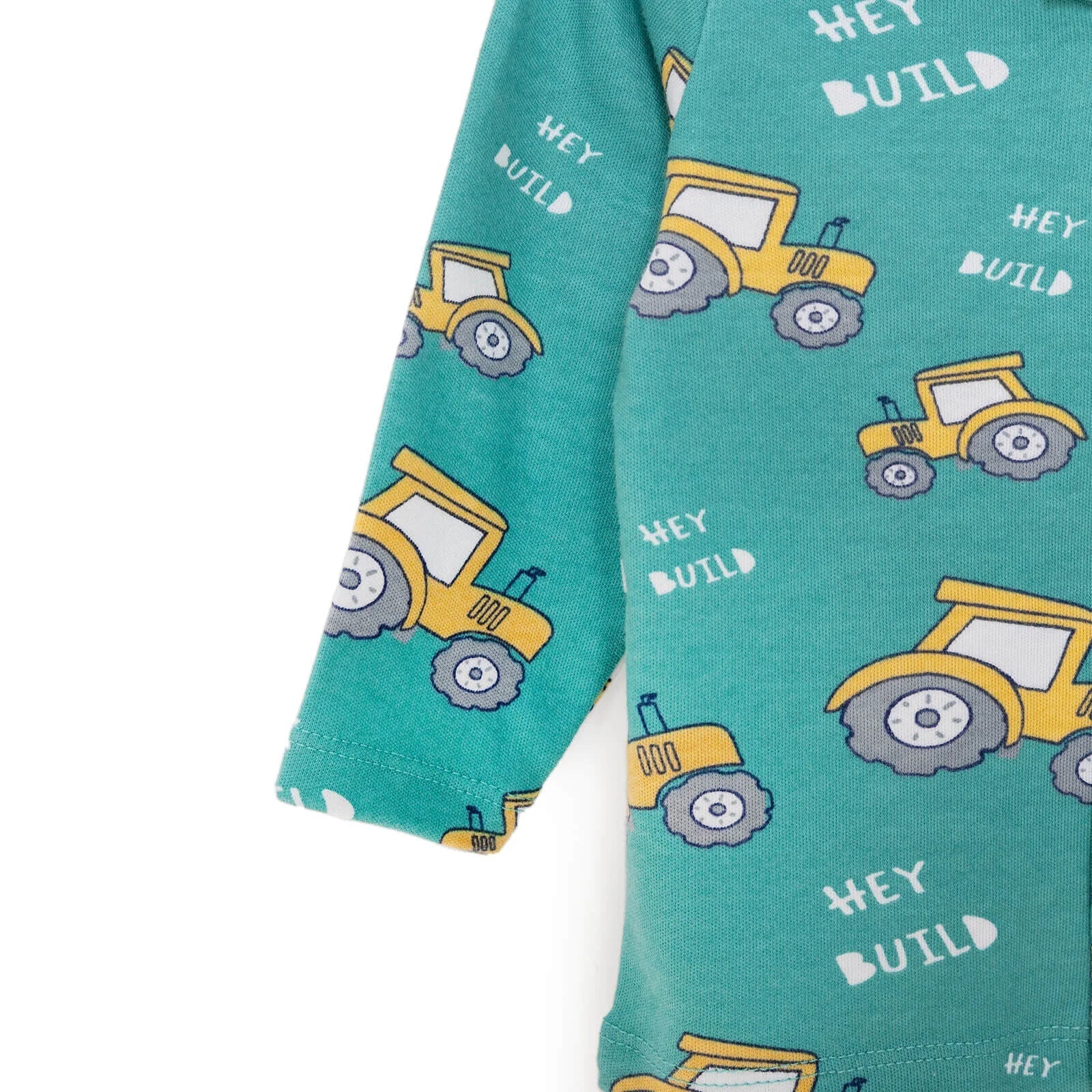 HelloBaby Baby Boy Tractor Patterned Collar Pyjamas 2 pcs - Green - mezetto ebebek ebebek