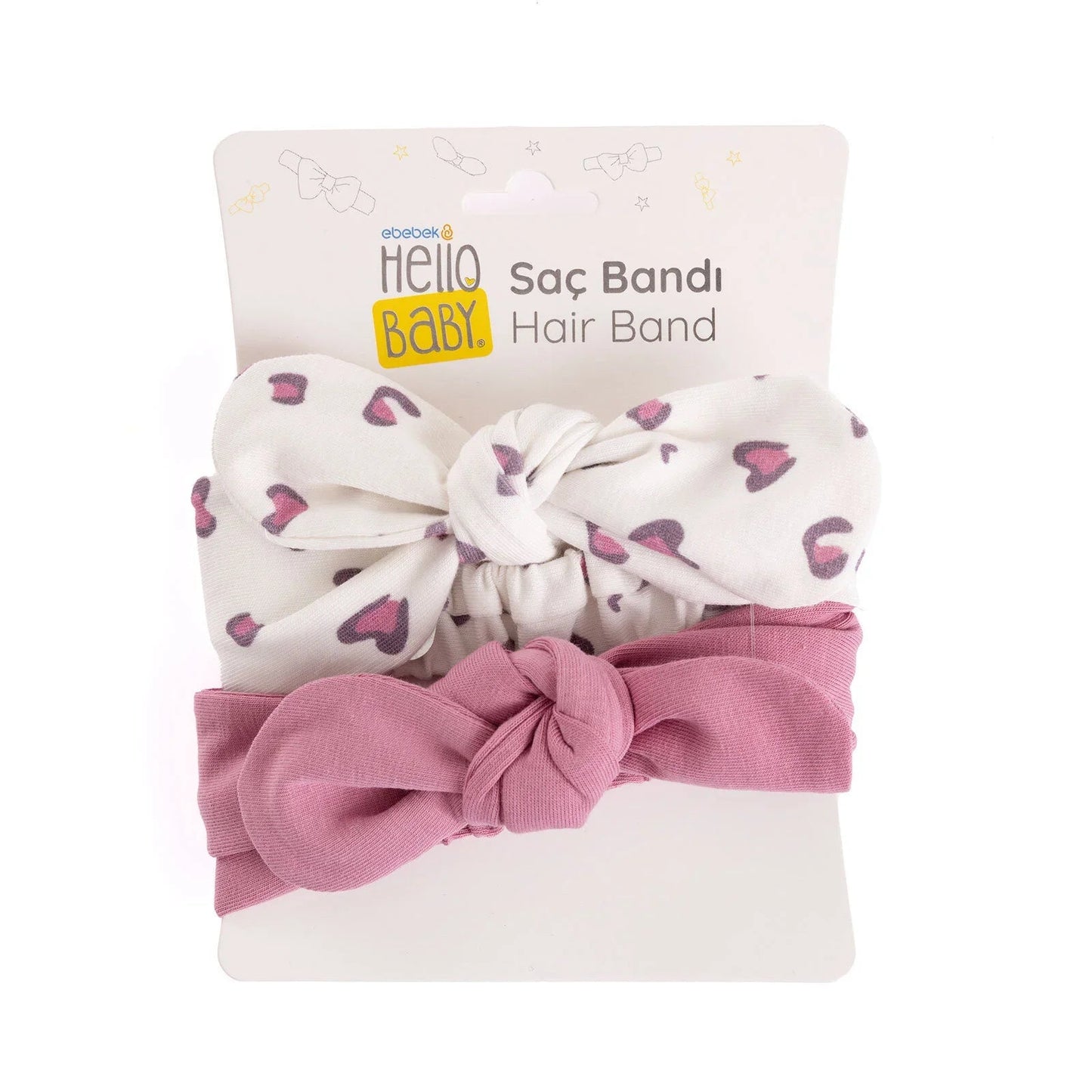 HelloBaby Baby Girl 2 Pcs Hair Bands - Pink - mezetto ebebek ebebek