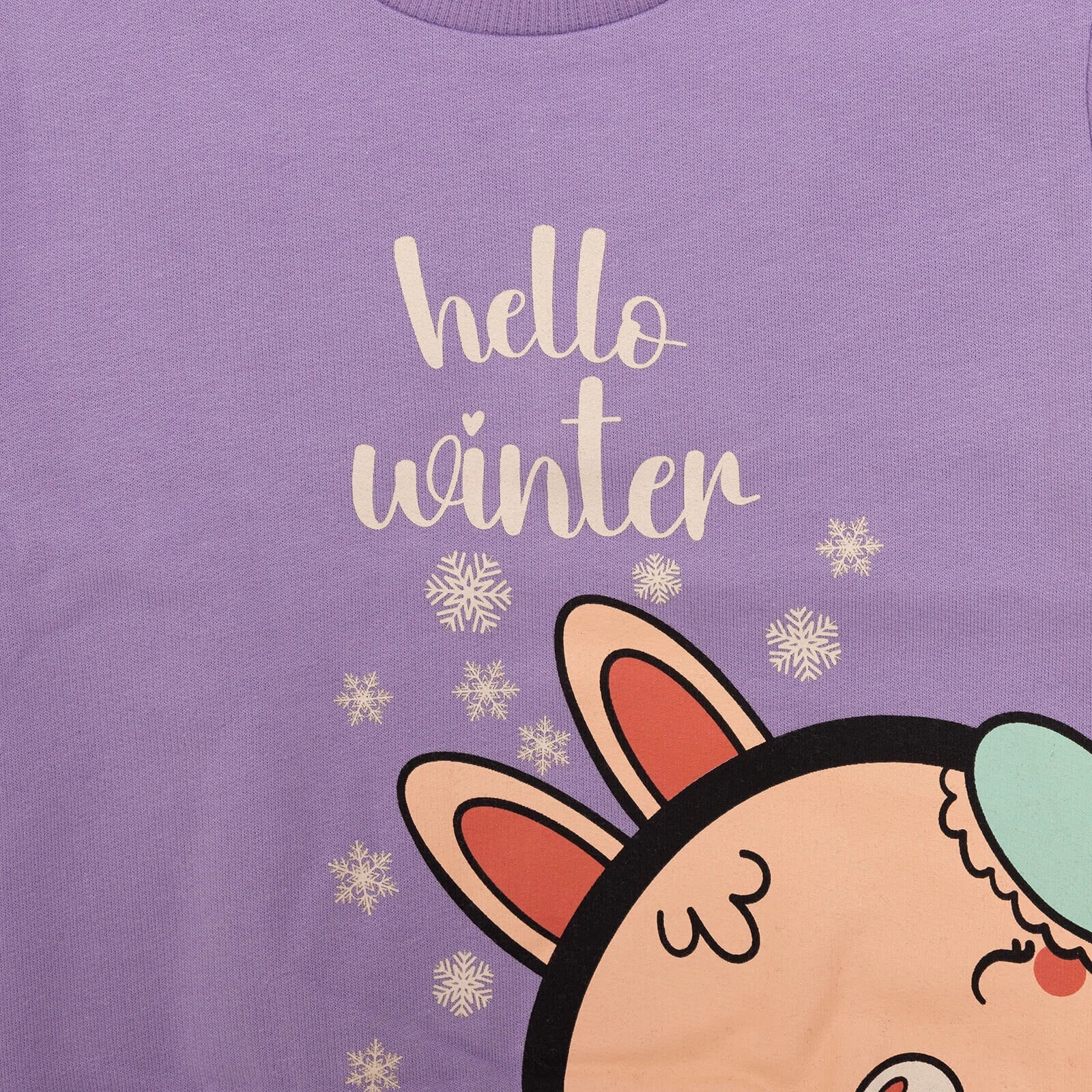 HelloBaby Baby Girl Animal Printed Sweatshirt - Purple - mezetto ebebek ebebek