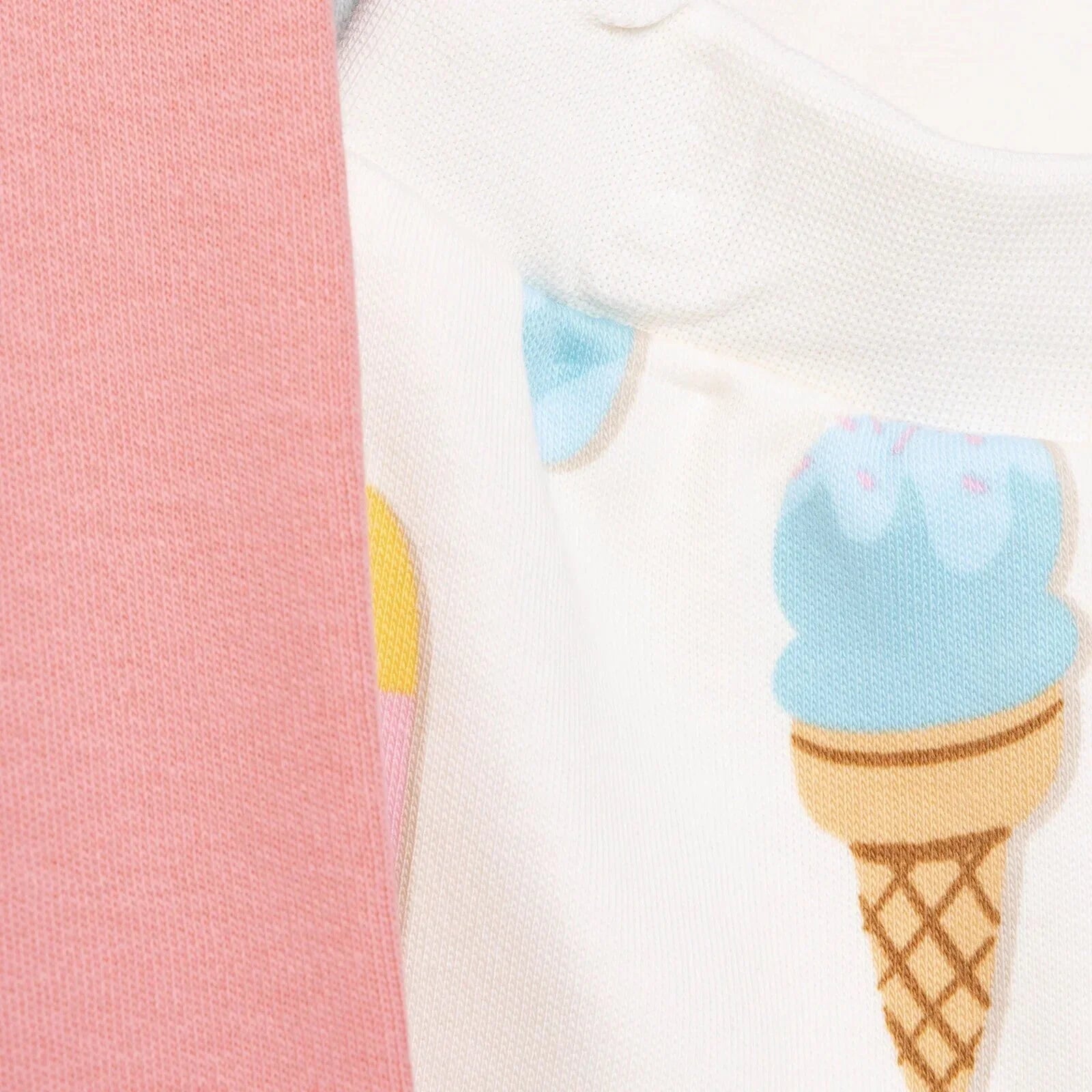 HelloBaby Baby Girl Basic Ice Cream Printed Footless Bottom 2 pcs - Pink - mezetto ebebek ebebek