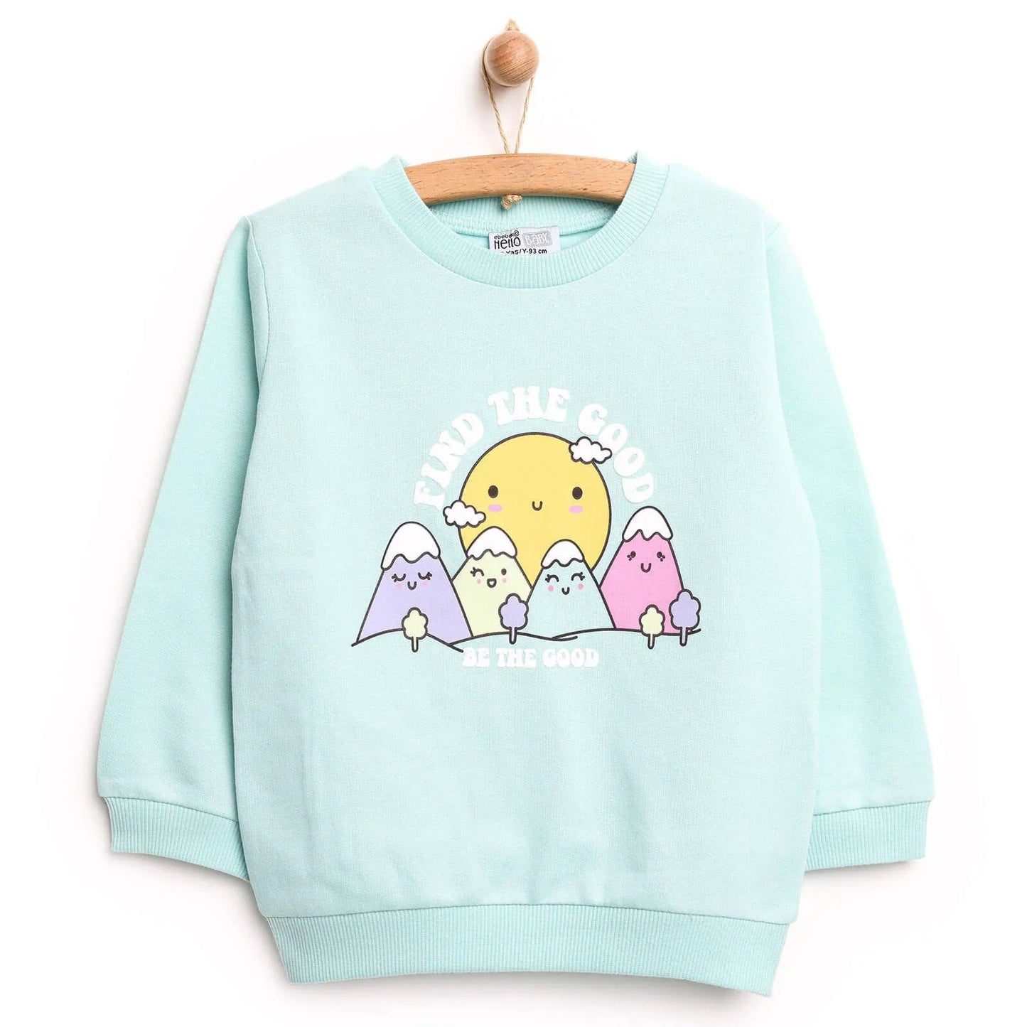 HelloBaby Baby Girl Basic Mint Sweatshirt - Multicolour - mezetto ebebek ebebek
