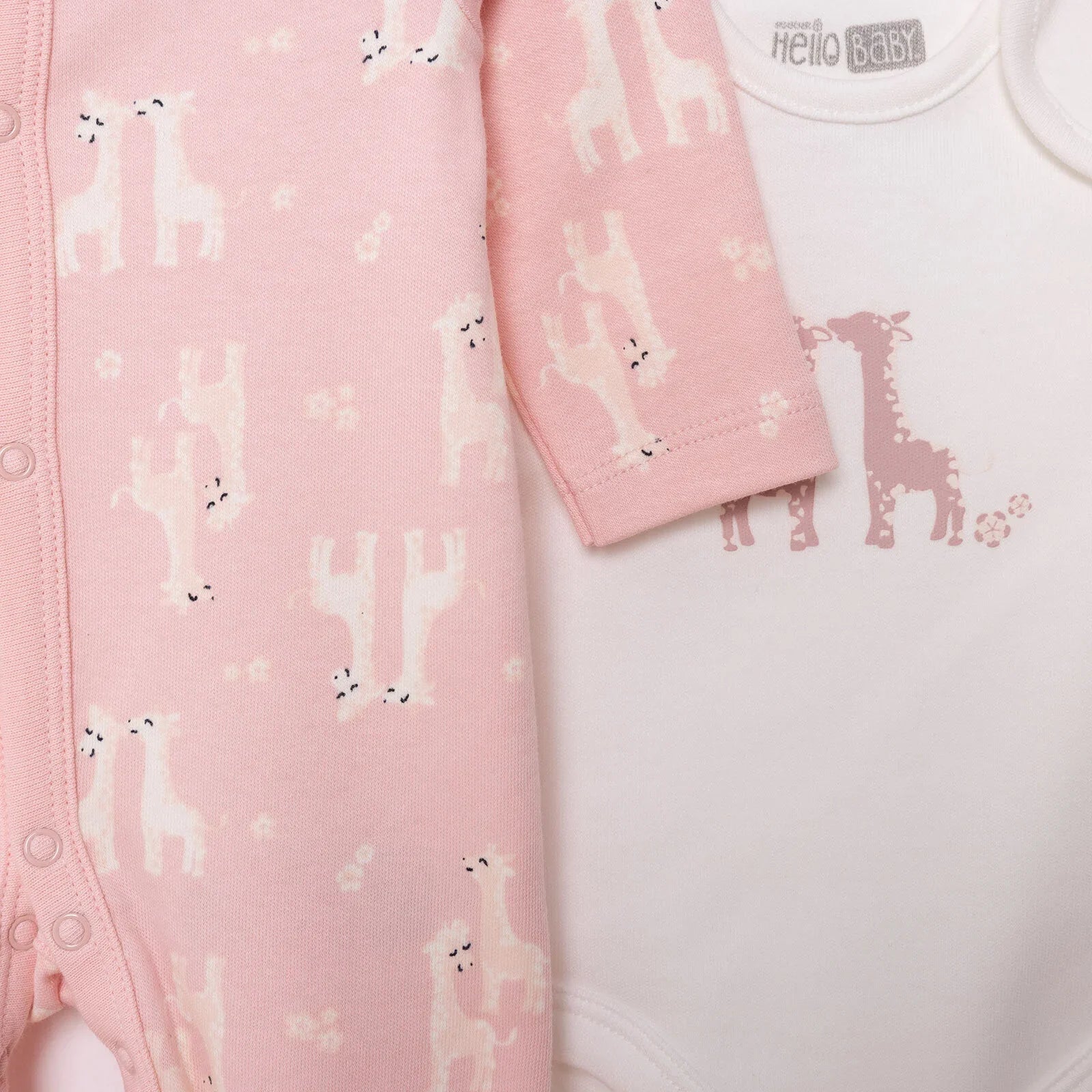 HelloBaby Baby Girl Body - Jumpsuit - Hat - Salmon - mezetto ebebek ebebek