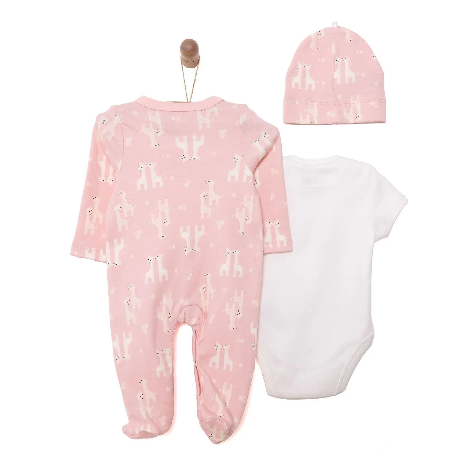 HelloBaby Baby Girl Body - Jumpsuit - Hat - Salmon - mezetto ebebek ebebek