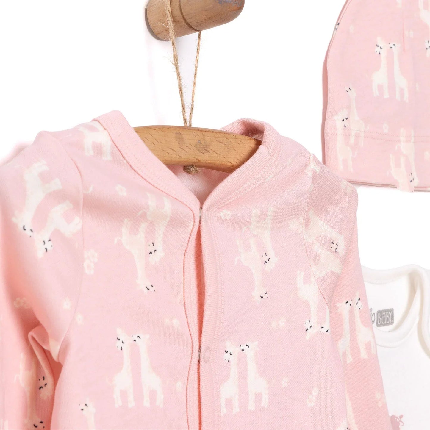 HelloBaby Baby Girl Body - Jumpsuit - Hat - Salmon - mezetto ebebek ebebek