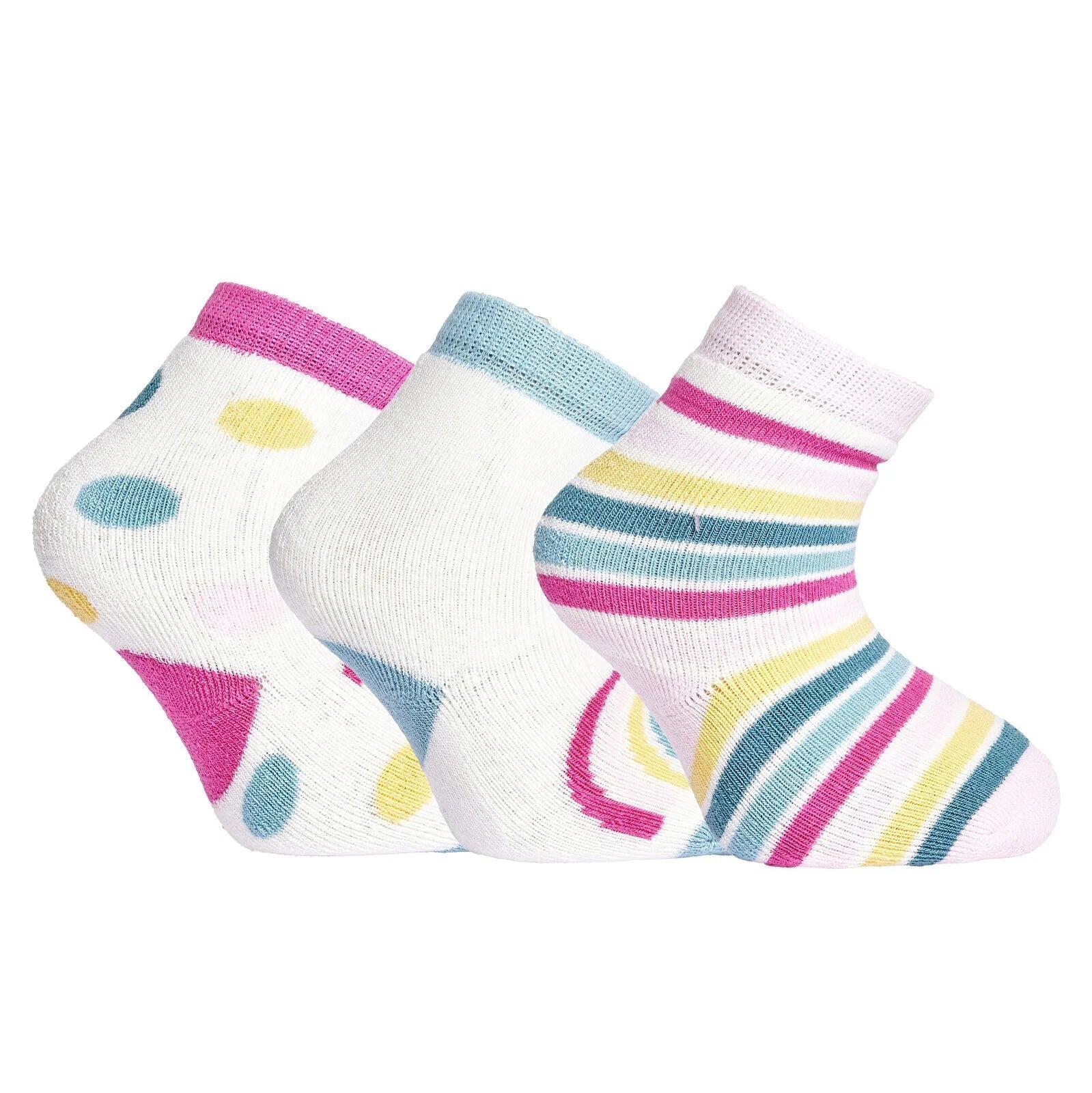 HelloBaby Baby Girl Chenille Socks 3 Pcs - Light Pink - mezetto ebebek ebebek