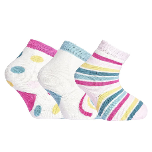 HelloBaby Baby Girl Chenille Socks 3 Pcs - Light Pink - mezetto ebebek ebebek
