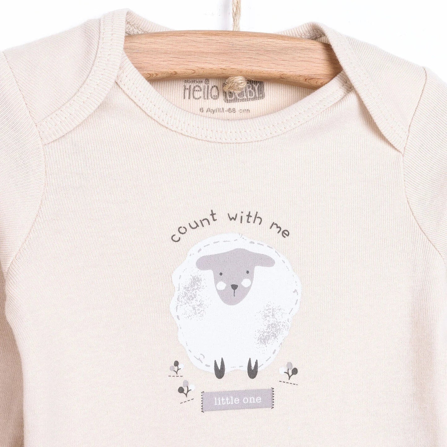 HelloBaby Baby Girl Long Sleeve Bodysuit 2 pcs - Beige - mezetto ebebek ebebek