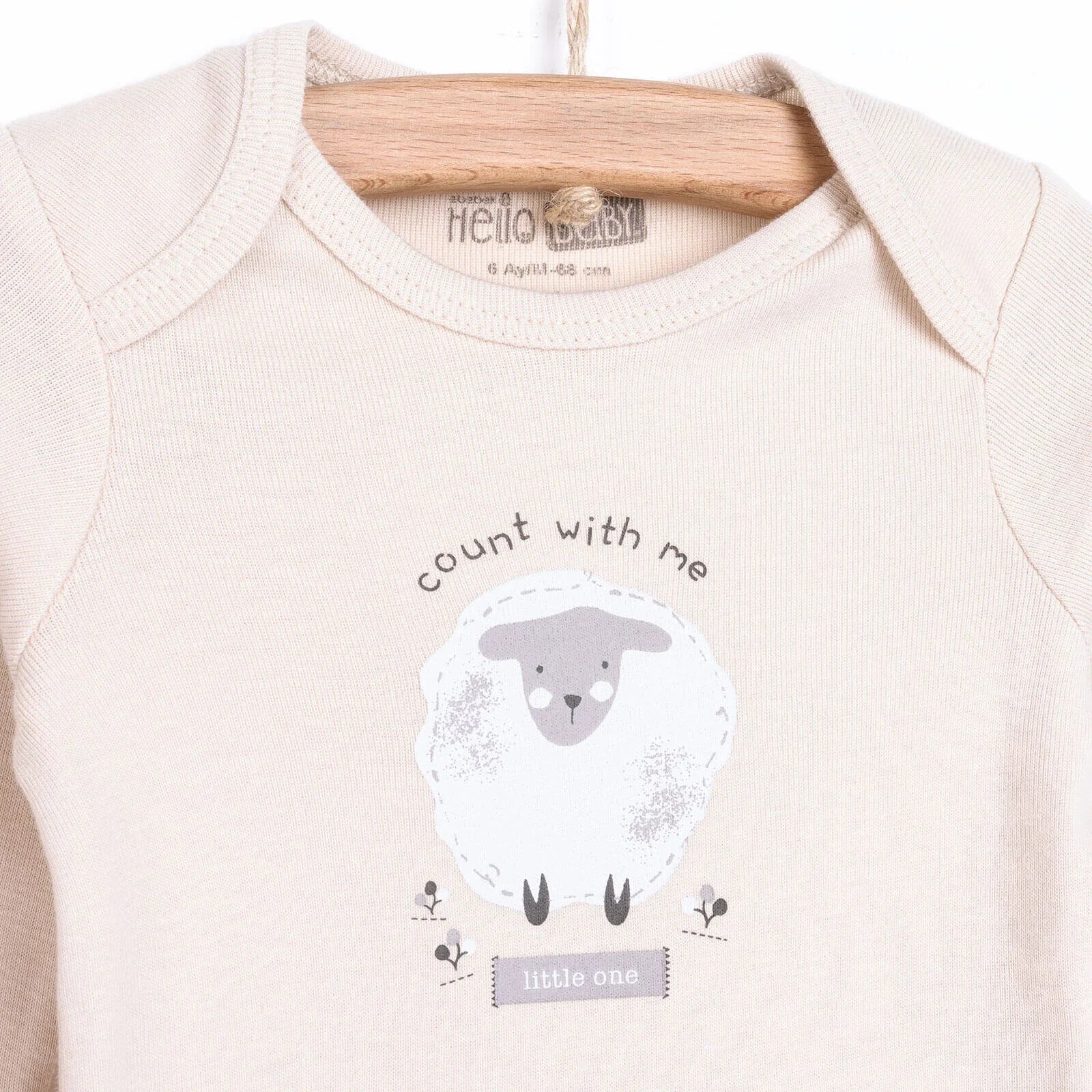 HelloBaby Baby Girl Long Sleeve Bodysuit 2 pcs - Beige - mezetto ebebek ebebek