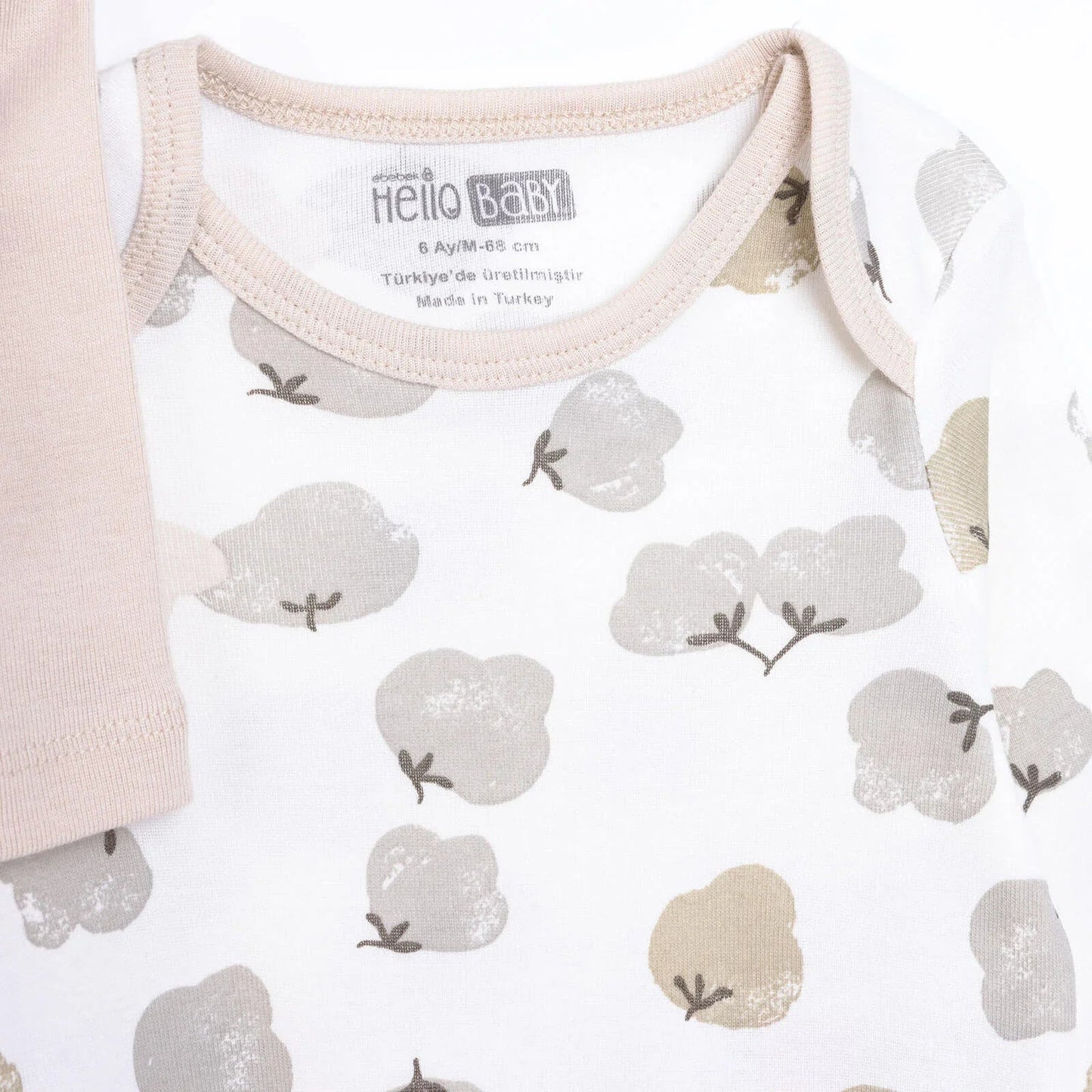 HelloBaby Baby Girl Long Sleeve Bodysuit 2 pcs - Beige - mezetto ebebek ebebek