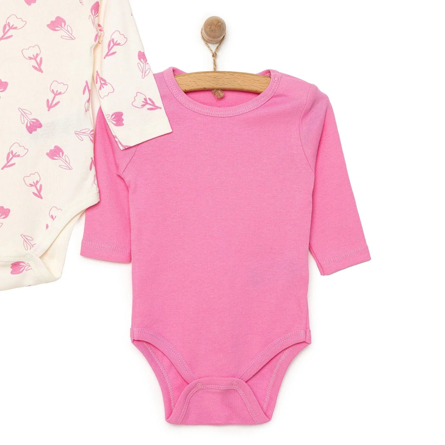 HelloBaby Baby Girl Long Sleeve Bodysuit 2pcs - Pink - mezetto ebebek ebebek