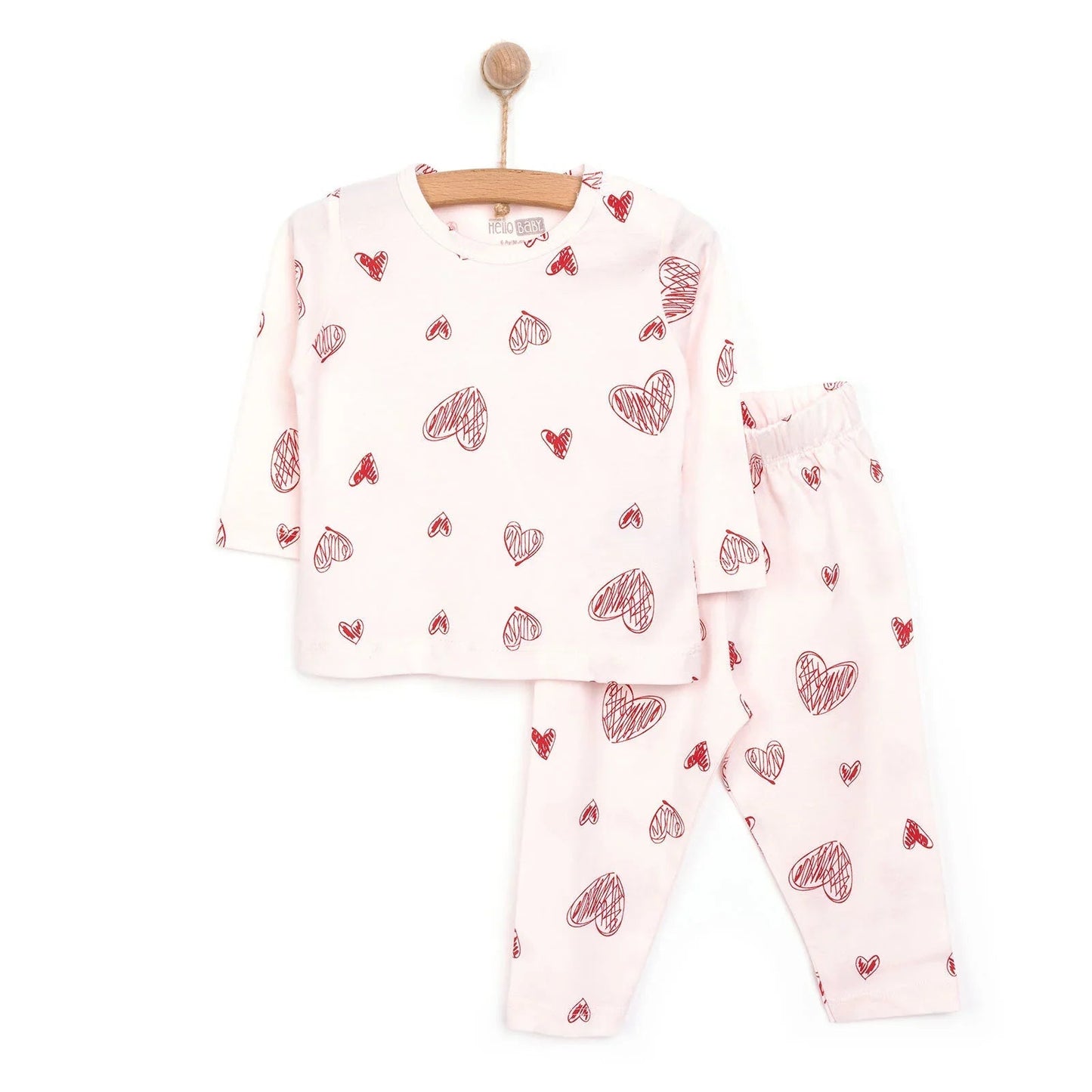 HelloBaby Baby Girl Long Sleeve Pyjamas Set - Light Pink - mezetto ebebek ebebek