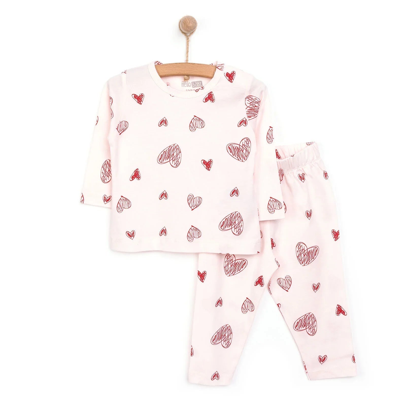 HelloBaby Baby Girl Long Sleeve Pyjamas Set - Light Pink - mezetto ebebek ebebek