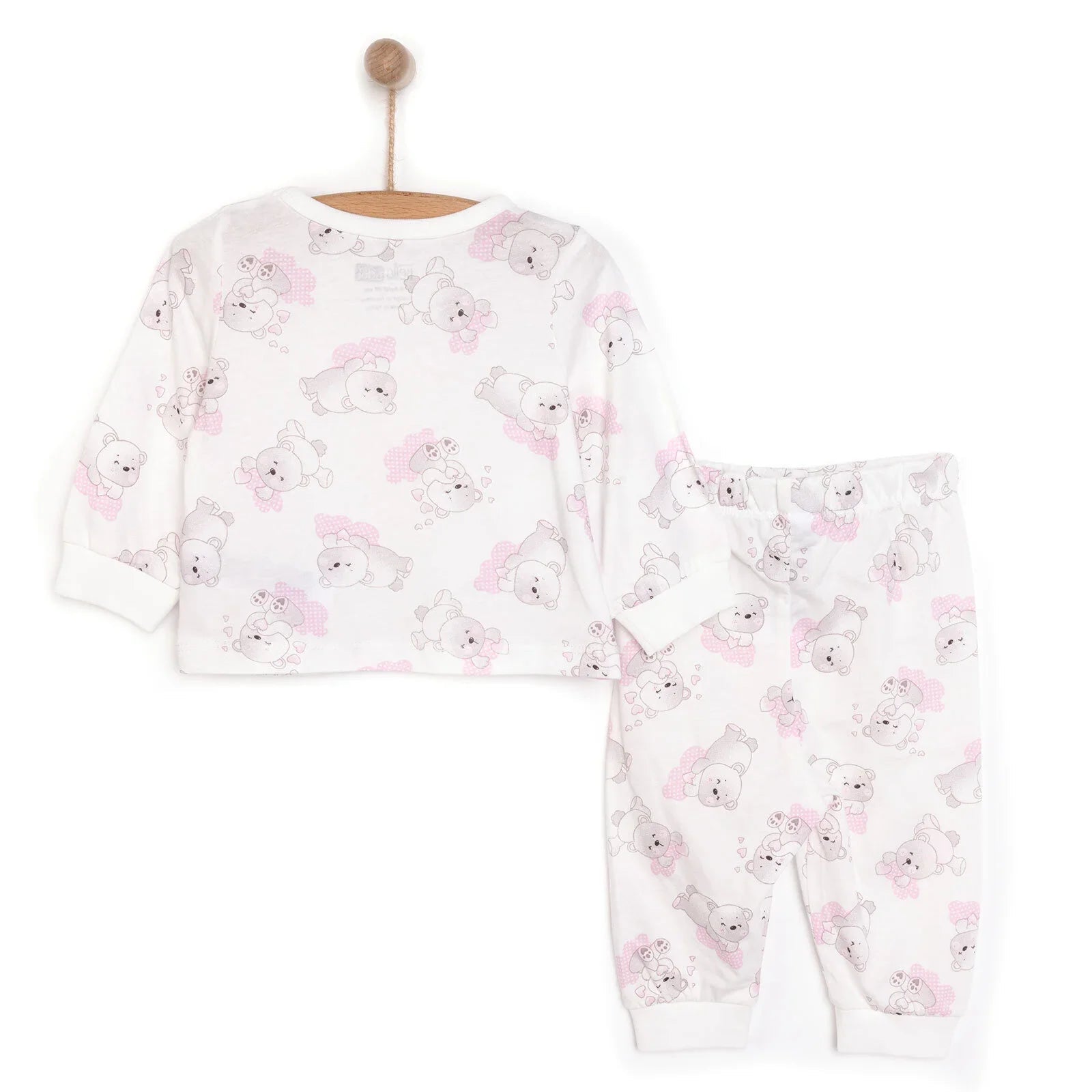HelloBaby Baby Girl Long Sleeve Pyjamas Set - White - mezetto ebebek ebebek