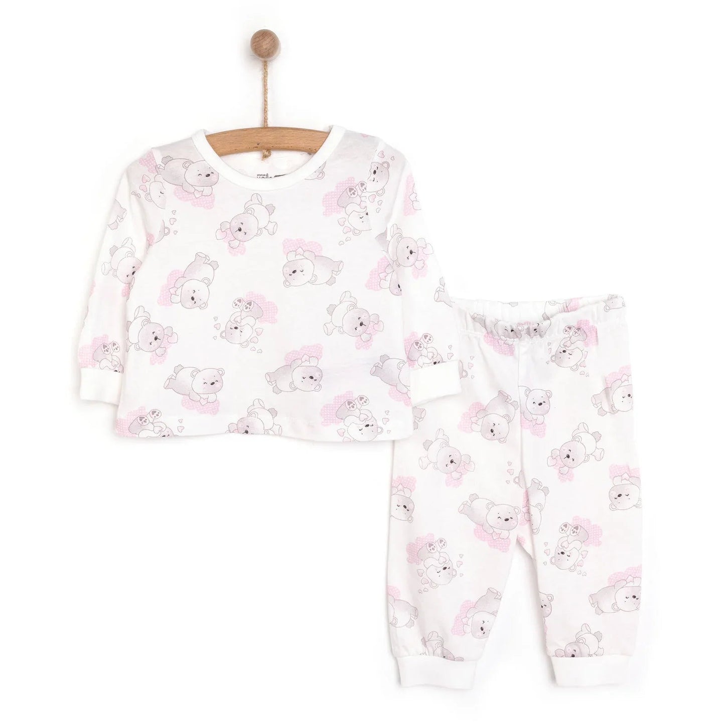 HelloBaby Baby Girl Long Sleeve Pyjamas Set - White - mezetto ebebek ebebek