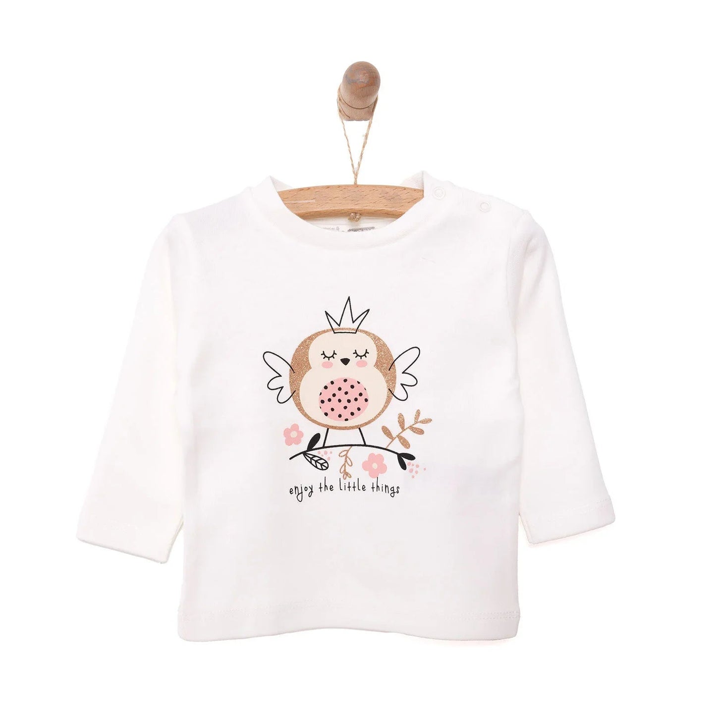 HelloBaby Baby Girl Long Sleeve T-shirt - Ecru - mezetto ebebek ebebek