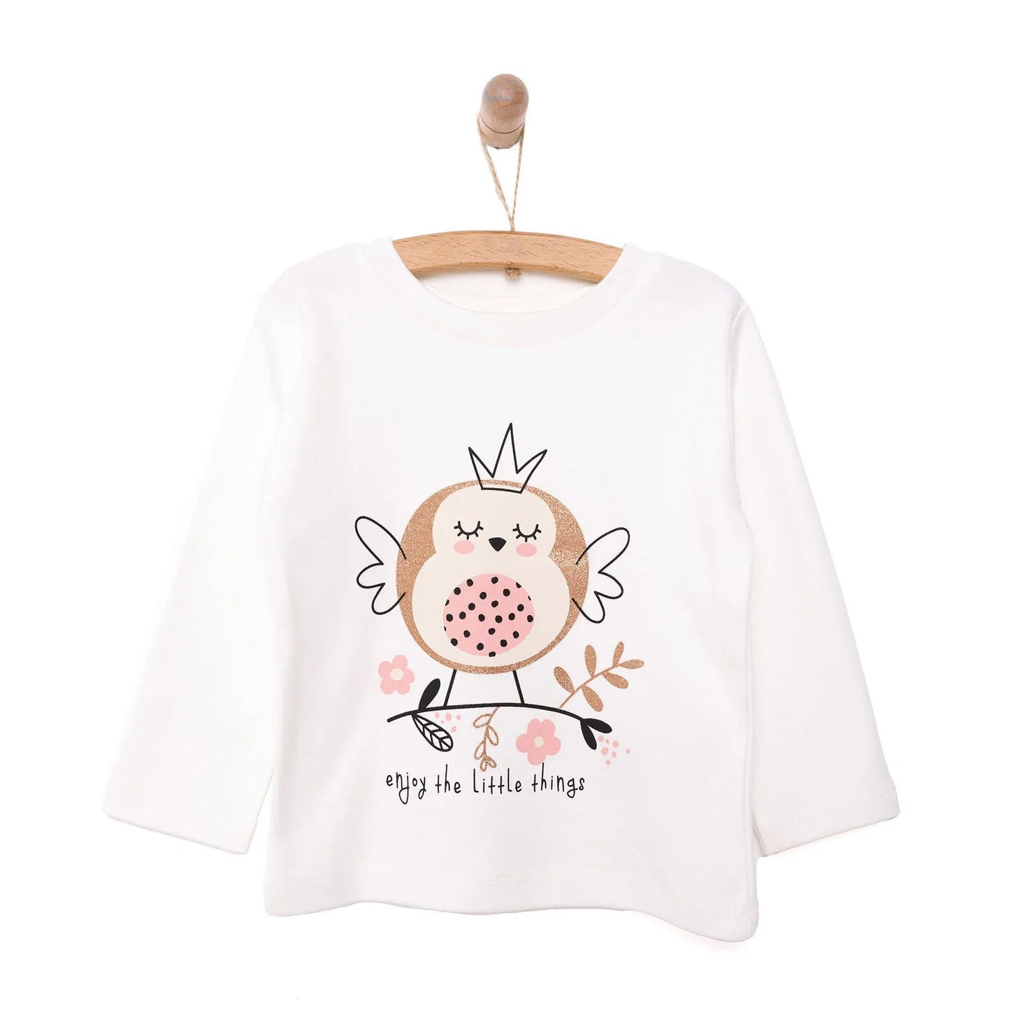 HelloBaby Baby Girl Long Sleeve T-shirt - Ecru - mezetto ebebek ebebek