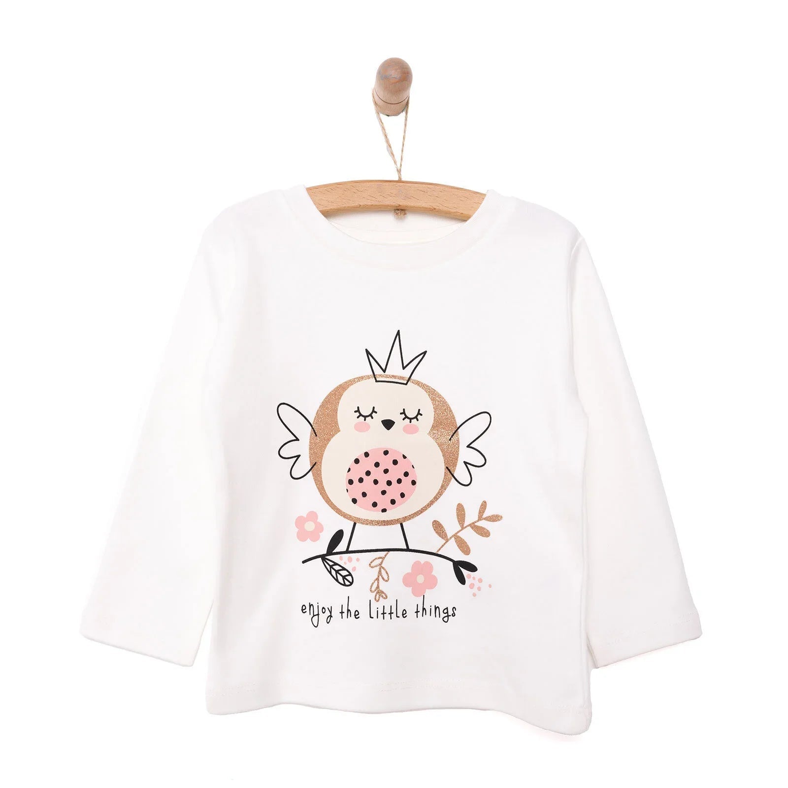 HelloBaby Baby Girl Long Sleeve T-shirt - Ecru - mezetto ebebek ebebek