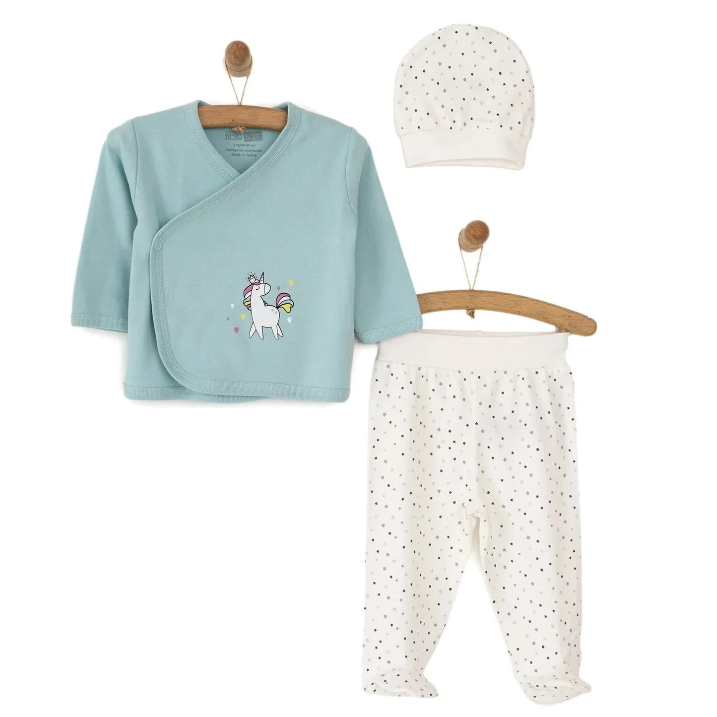HelloBaby Baby Girl Newborn Set 3 pcs - Ecru - mezetto ebebek ebebek