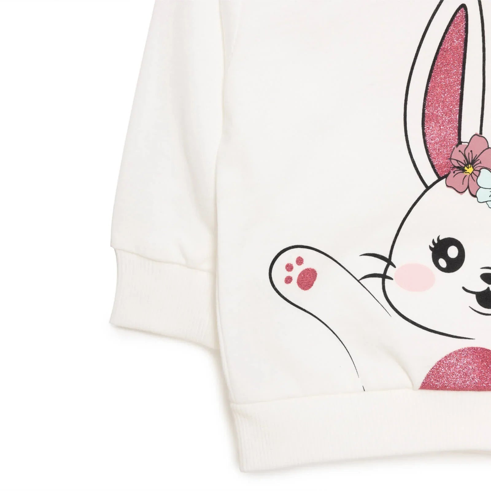 HelloBaby Baby Girl Rabbit Printed Sweatshirt - Ecru - mezetto ebebek ebebek