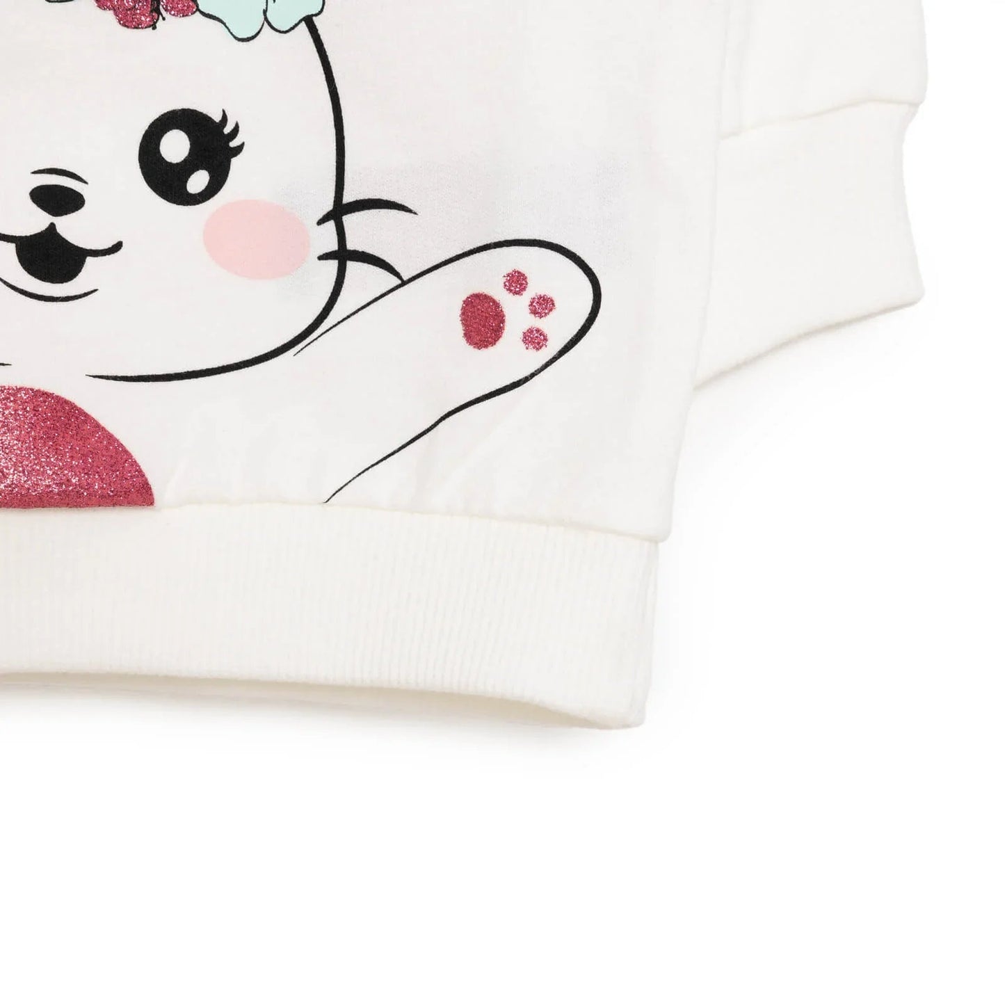 HelloBaby Baby Girl Rabbit Printed Sweatshirt - Ecru - mezetto ebebek ebebek