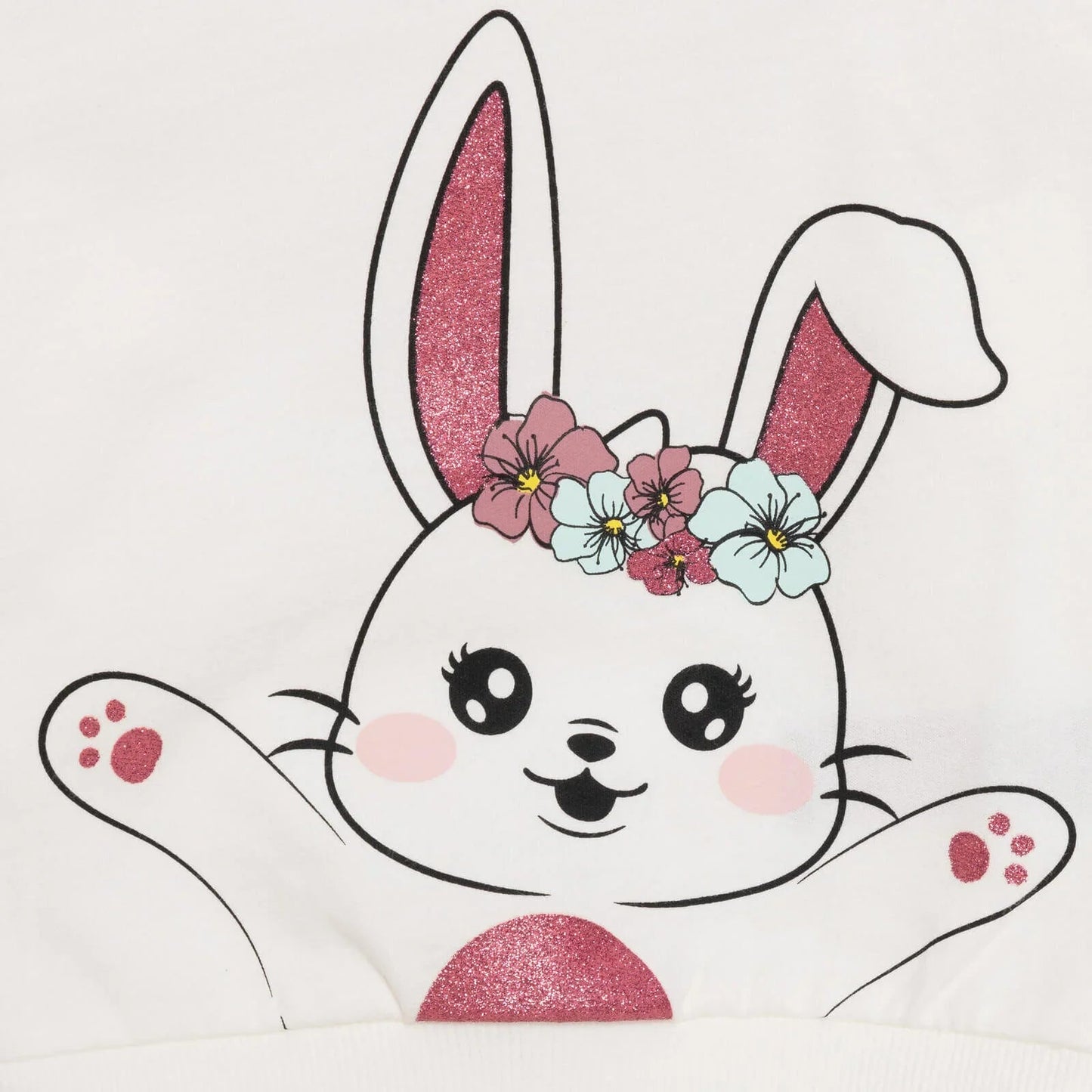 HelloBaby Baby Girl Rabbit Printed Sweatshirt - Ecru - mezetto ebebek ebebek
