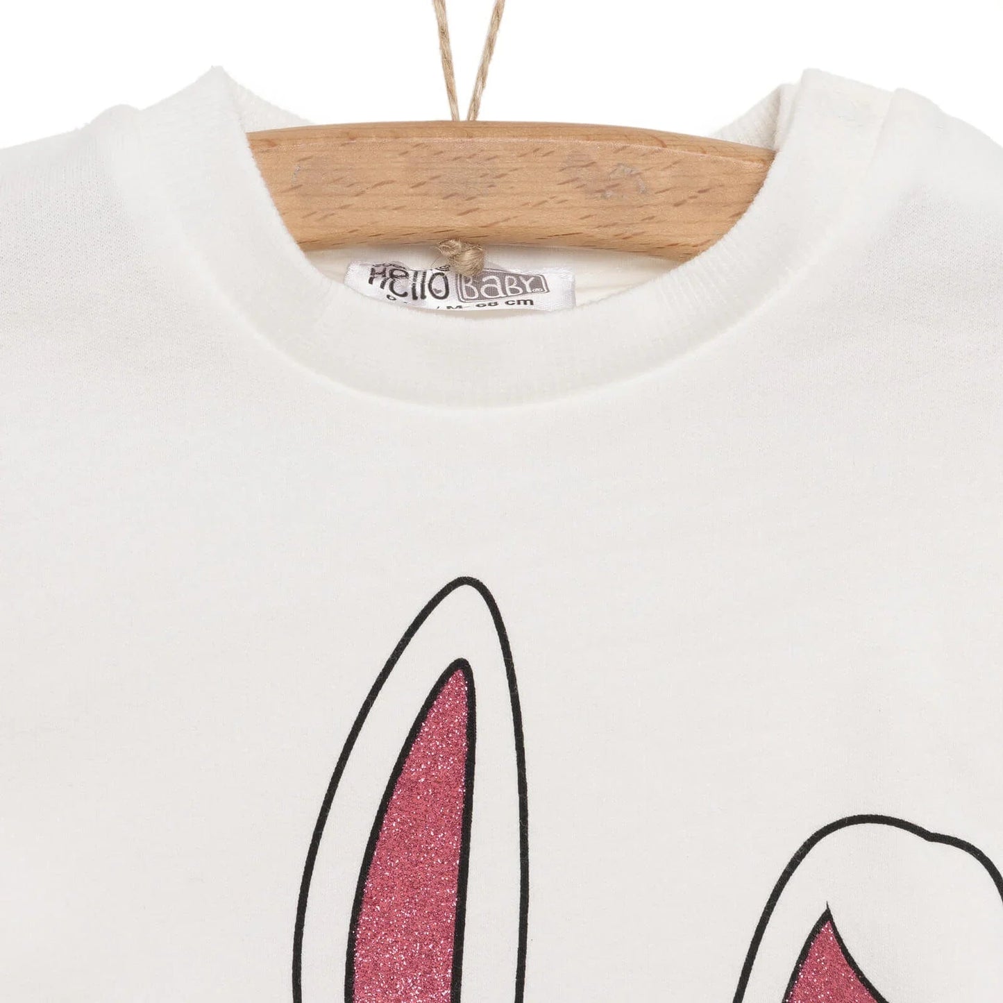 HelloBaby Baby Girl Rabbit Printed Sweatshirt - Ecru - mezetto ebebek ebebek