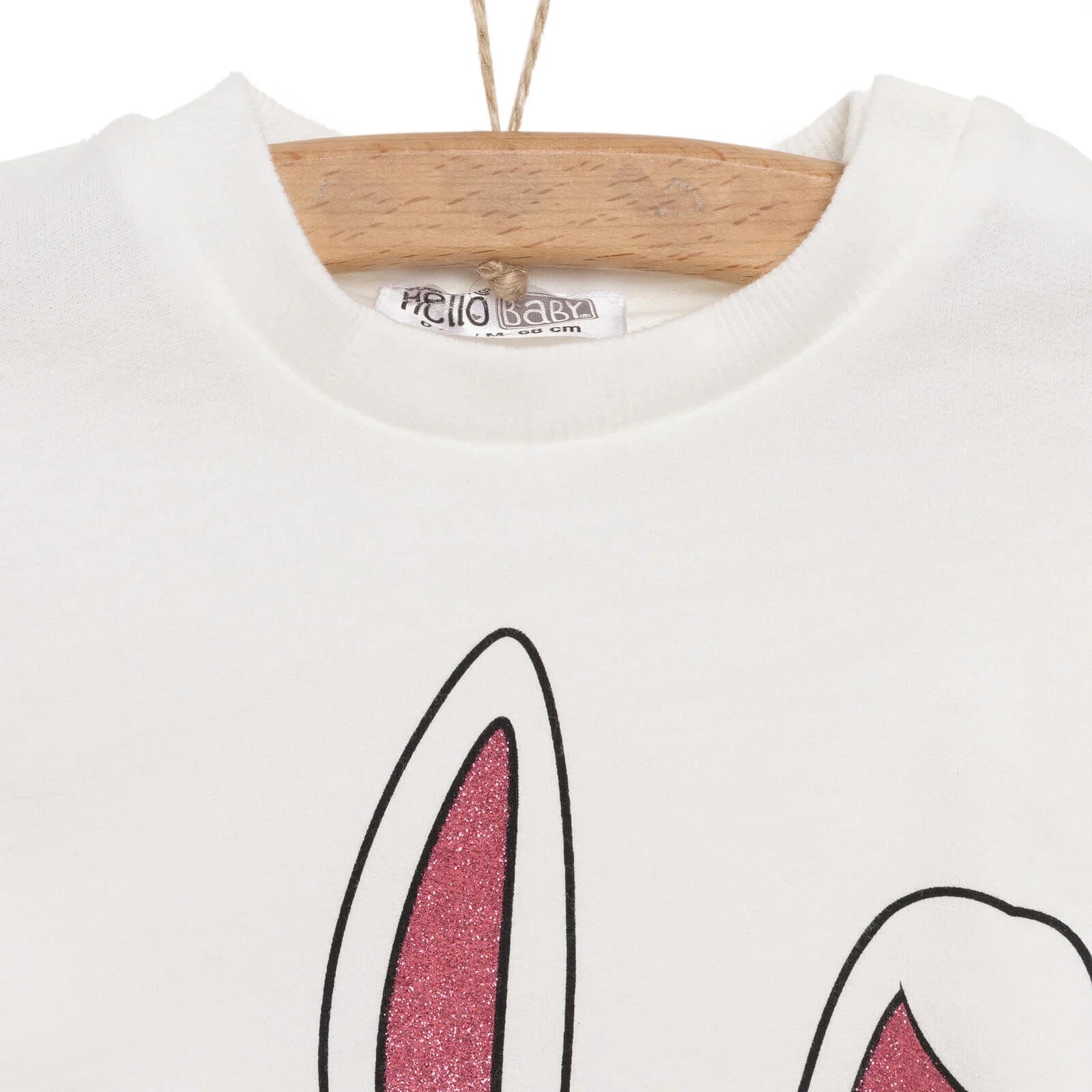 HelloBaby Baby Girl Rabbit Printed Sweatshirt - Ecru - mezetto ebebek ebebek
