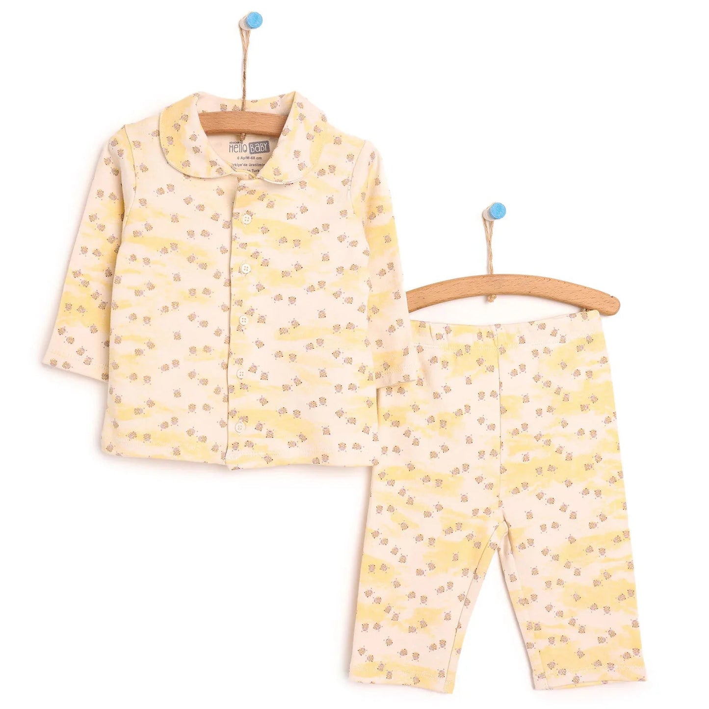 HelloBaby Baby Girl Shirt Collar Pyjamas - Yellow - mezetto ebebek ebebek