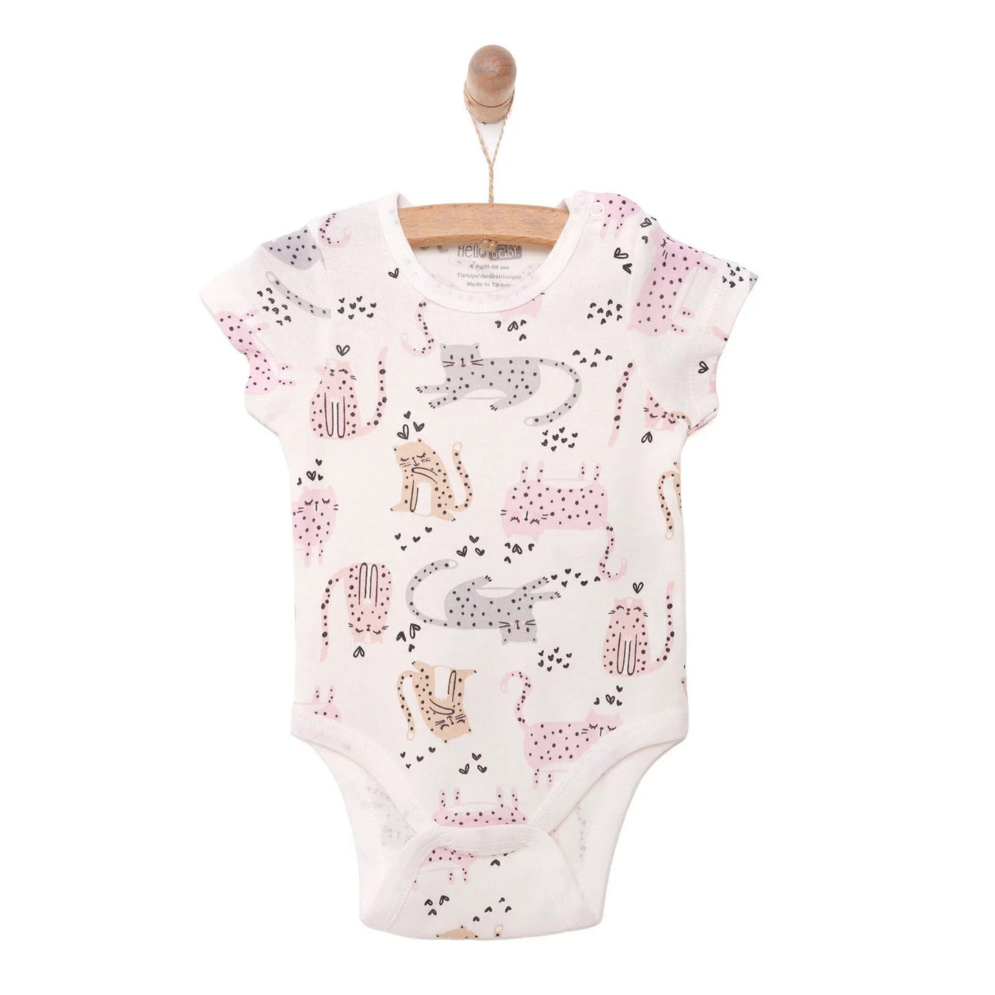 HelloBaby Baby Girl Short Sleeve Body - Ecru - mezetto ebebek ebebek