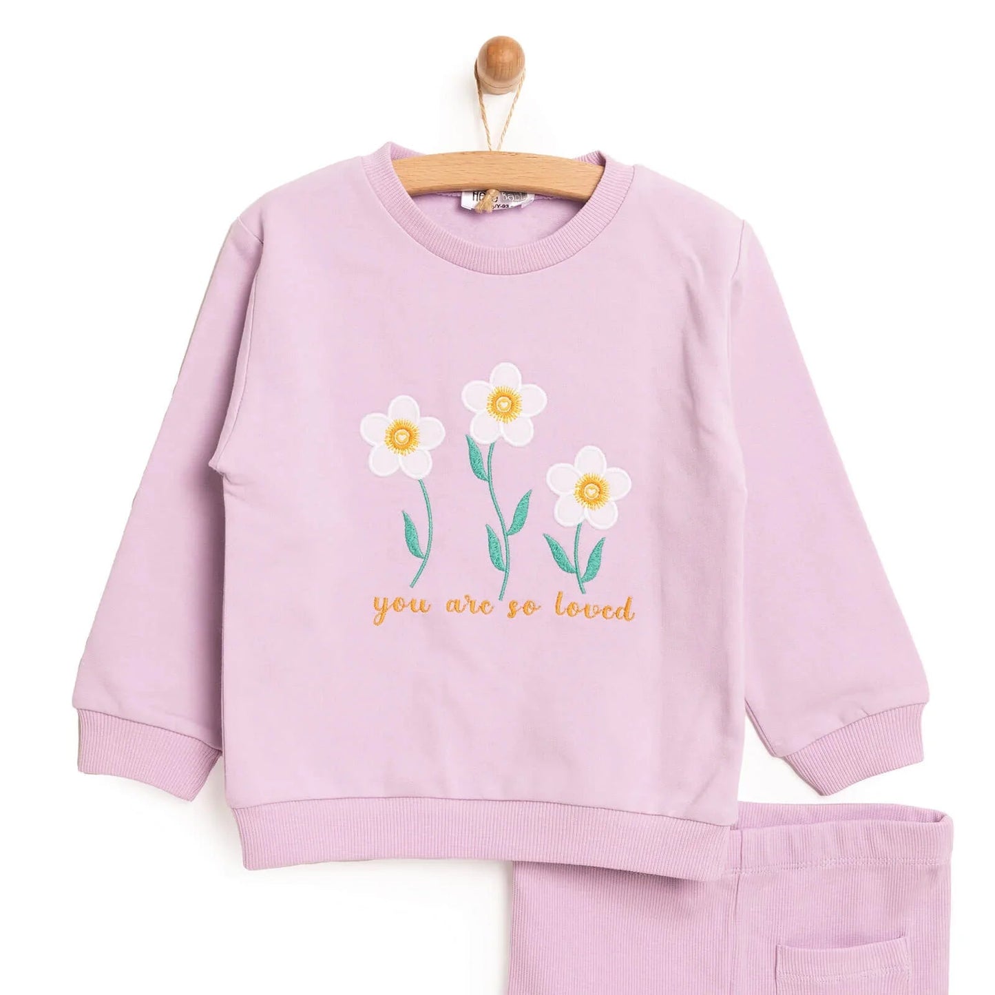 HelloBaby Baby Girl Sweatshirt Footless Bottom 2 pcs - Lilac - mezetto ebebek ebebek