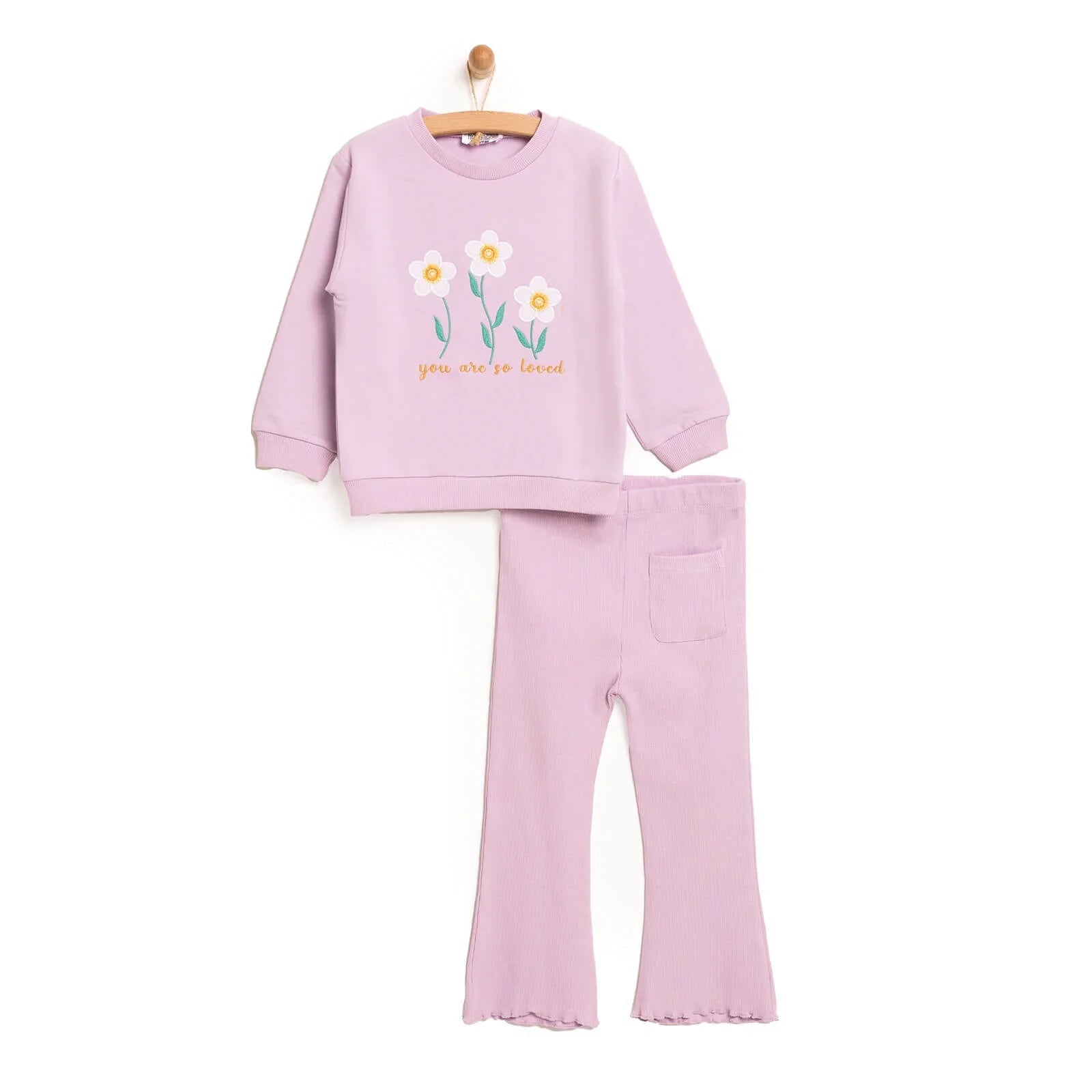 HelloBaby Baby Girl Sweatshirt Footless Bottom 2 pcs - Lilac - mezetto ebebek ebebek