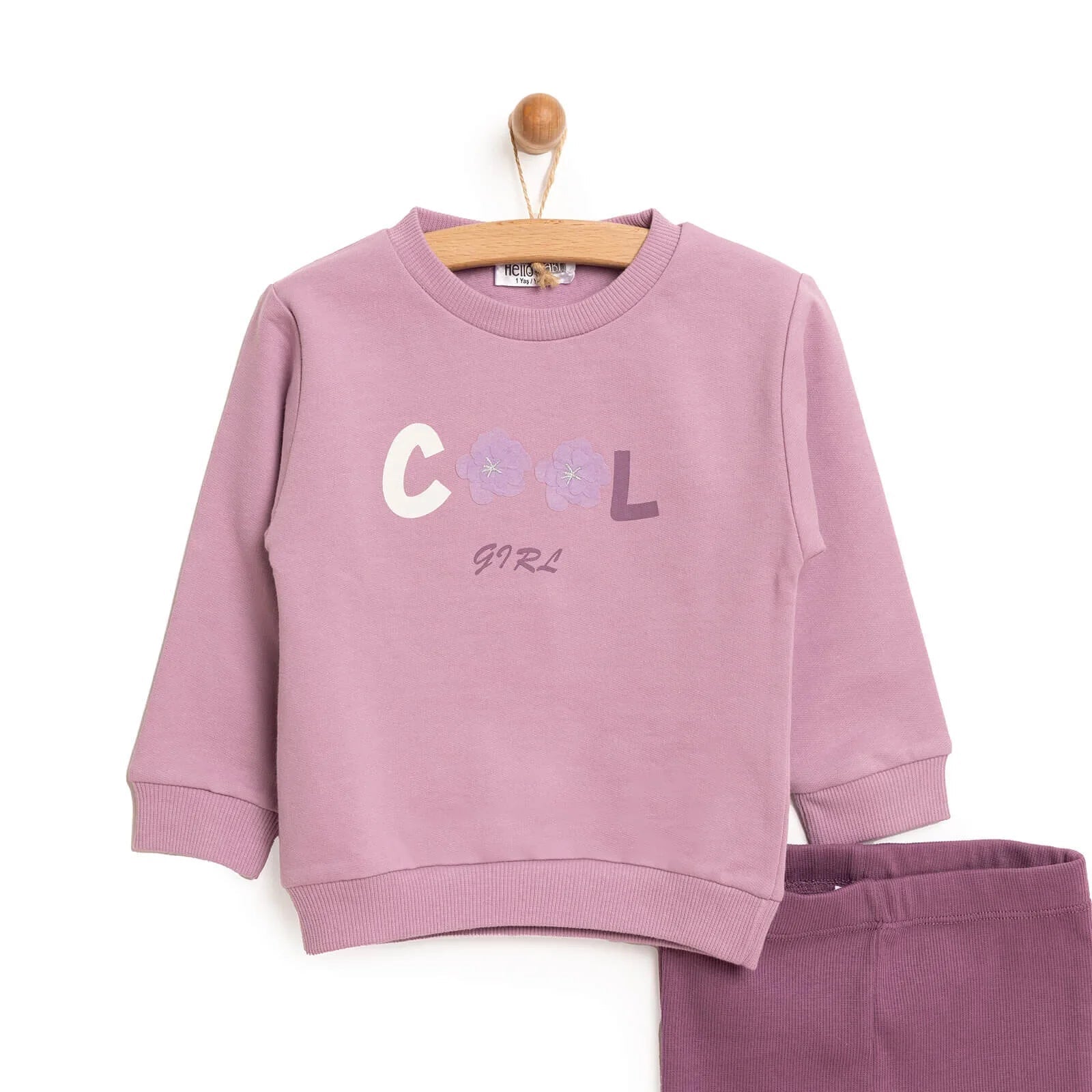 HelloBaby Baby Girl Sweatshirt Footless Bottom - Purple - mezetto ebebek ebebek