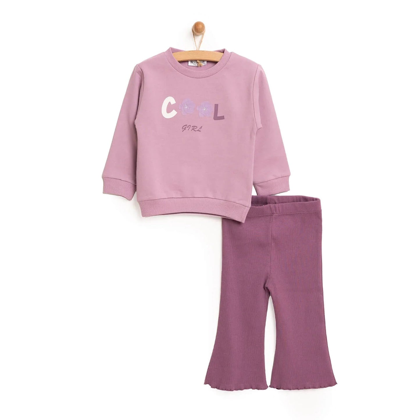 HelloBaby Baby Girl Sweatshirt Footless Bottom - Purple - mezetto ebebek ebebek
