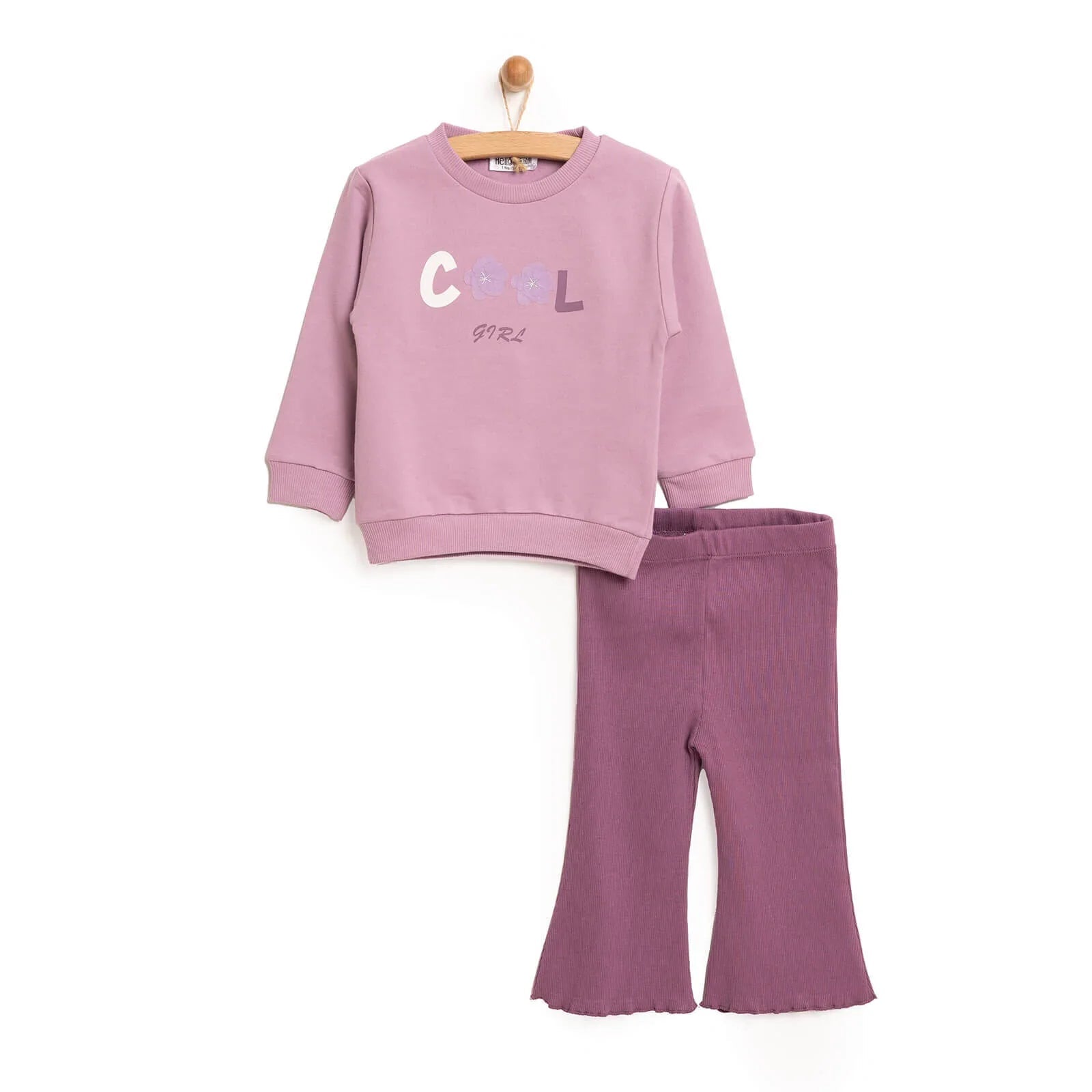 HelloBaby Baby Girl Sweatshirt Footless Bottom - Purple - mezetto ebebek ebebek