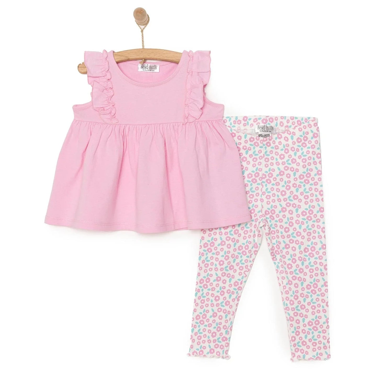 HelloBaby Baby Girl Tight & T-shirt - Mauve - mezetto ebebek ebebek