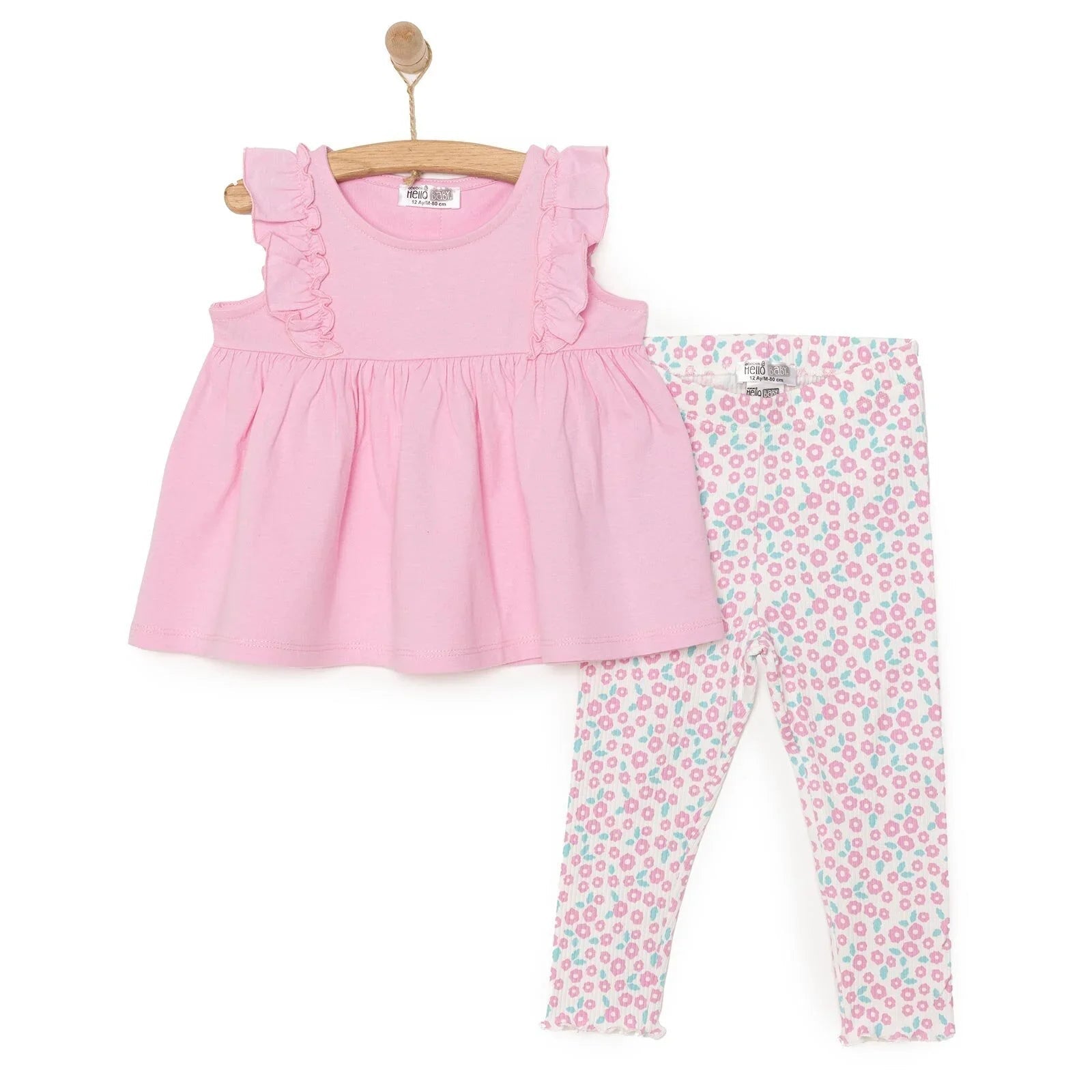 HelloBaby Baby Girl Tight & T-shirt - Mauve - mezetto ebebek ebebek