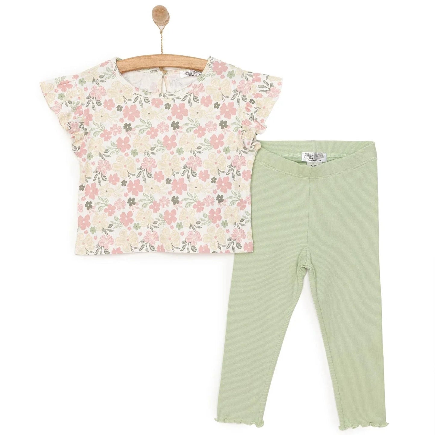 HelloBaby Baby Girl Tight & T-shirt - Patterned - mezetto ebebek ebebek