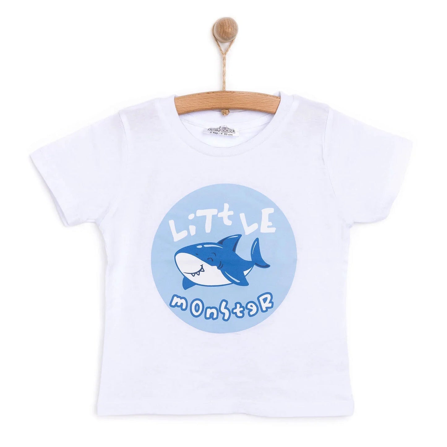 HelloBaby Baby Shark Boy T-shirt - White - mezetto ebebek ebebek