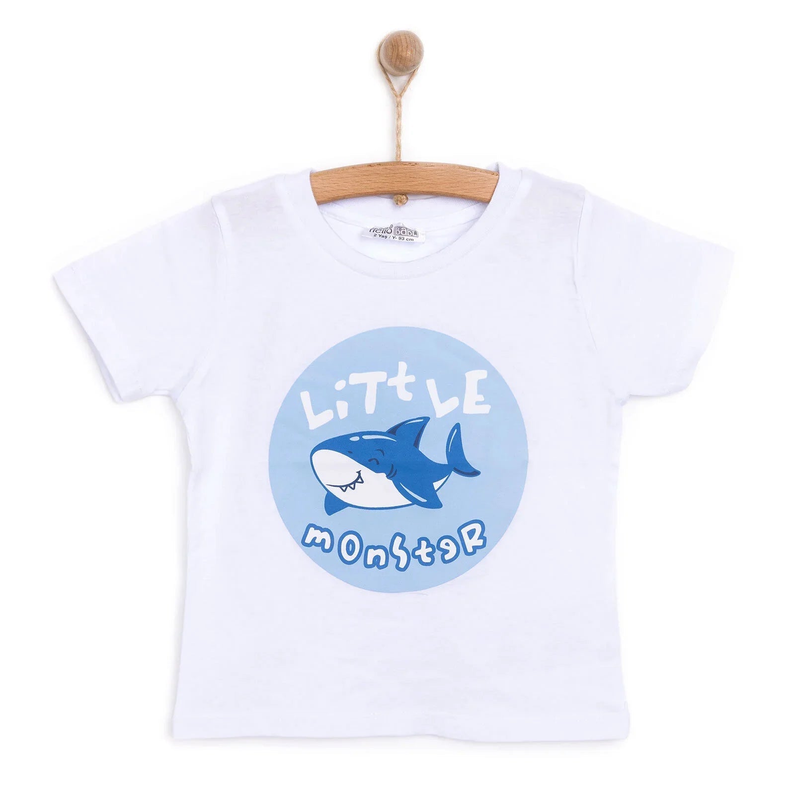 HelloBaby Baby Shark Boy T-shirt - White - mezetto ebebek ebebek