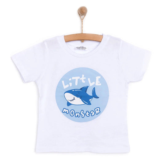 HelloBaby Baby Shark Boy T-shirt - White - mezetto ebebek ebebek