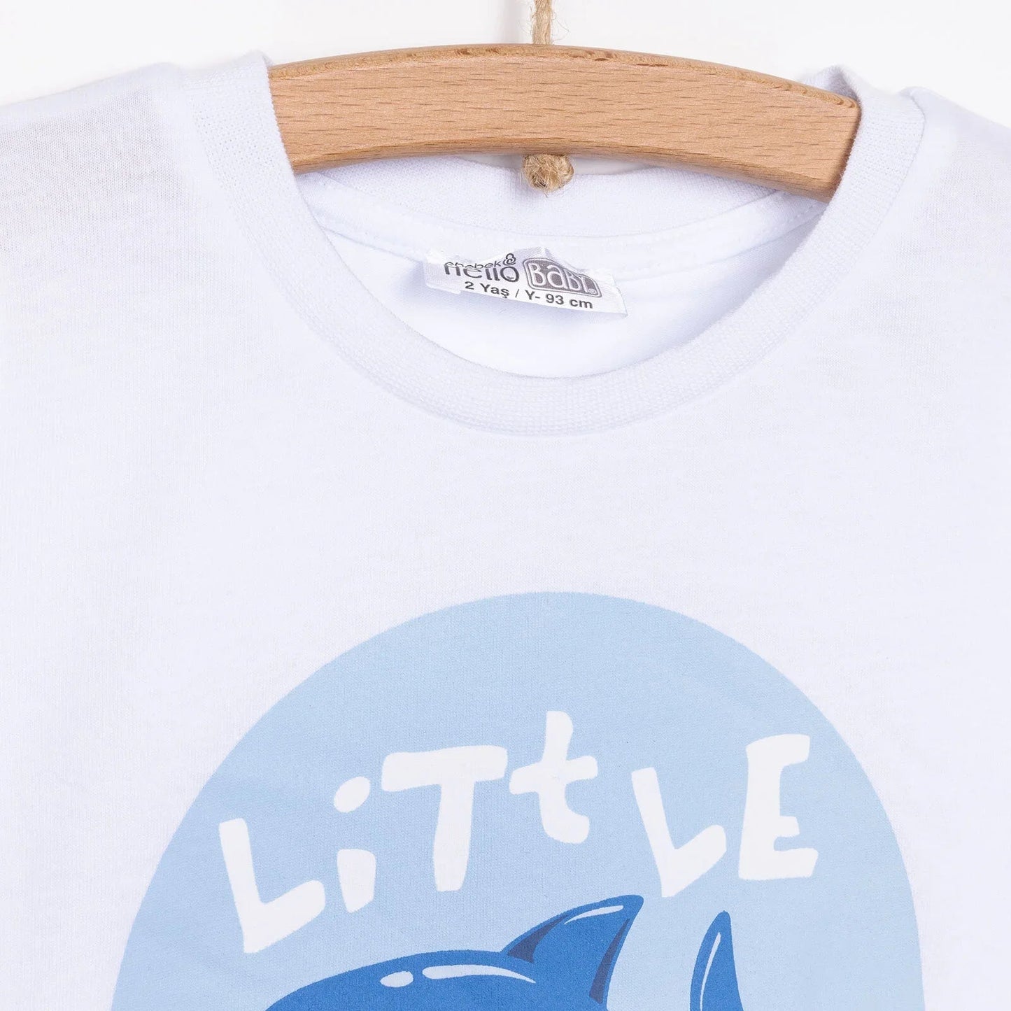 HelloBaby Baby Shark Boy T-shirt - White - mezetto ebebek ebebek