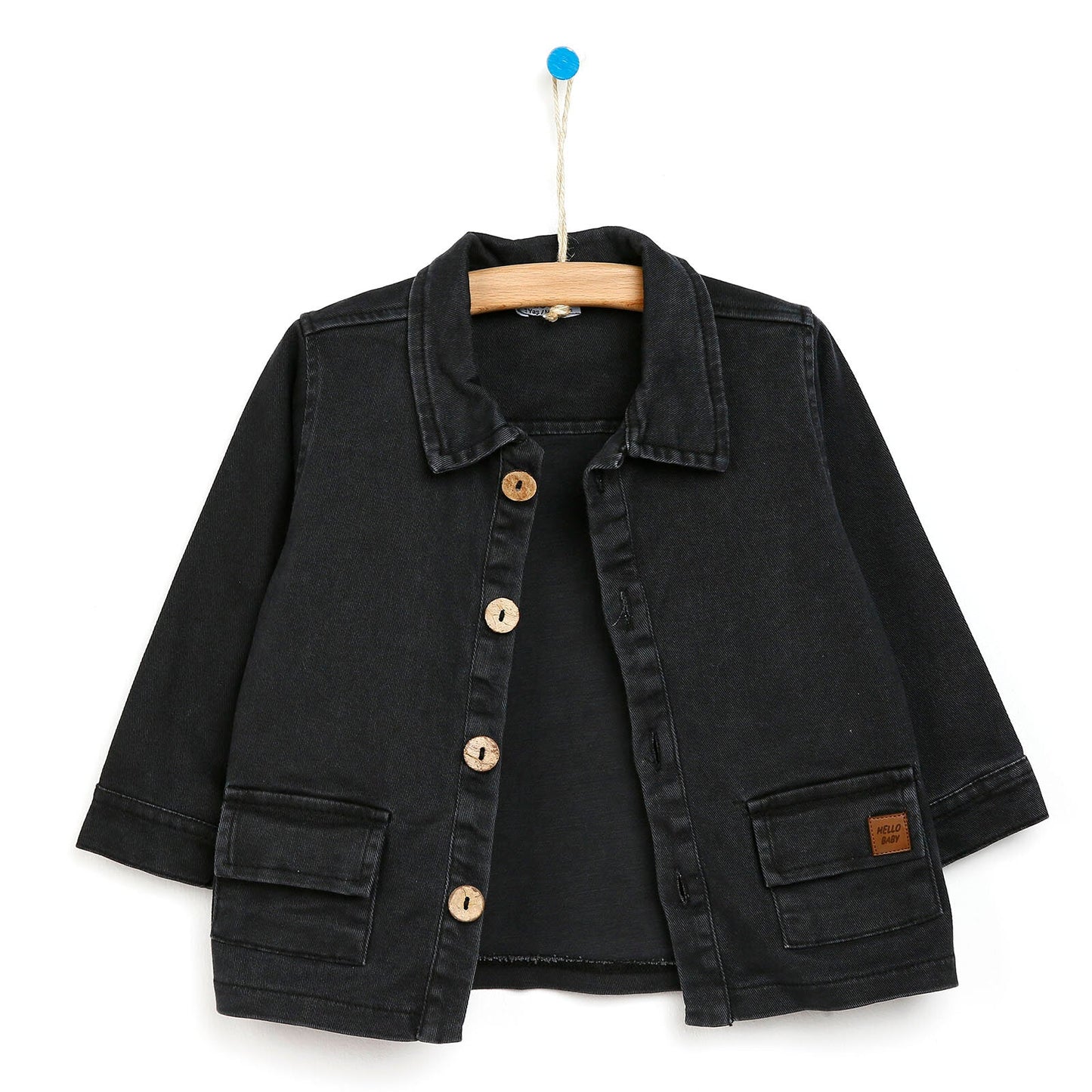 HelloBaby Basic Baby Boy Gabardine Jacket - Anthracite - mezetto ebebek ebebek