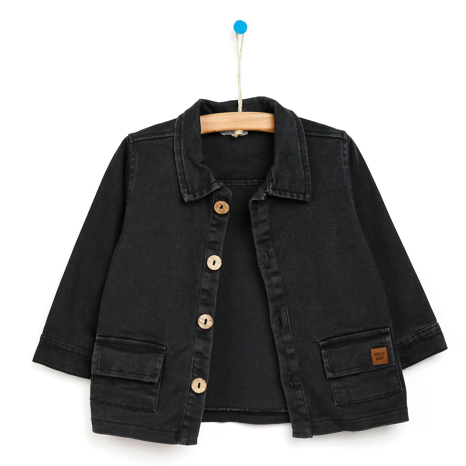 HelloBaby Basic Baby Boy Gabardine Jacket - Anthracite - mezetto ebebek ebebek